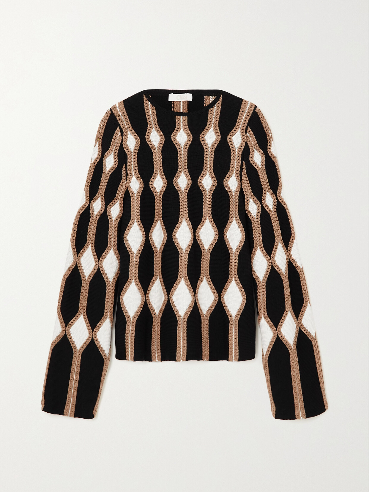 CHLOÉ INTARSIA WOOL AND SILK-BLEND TOP