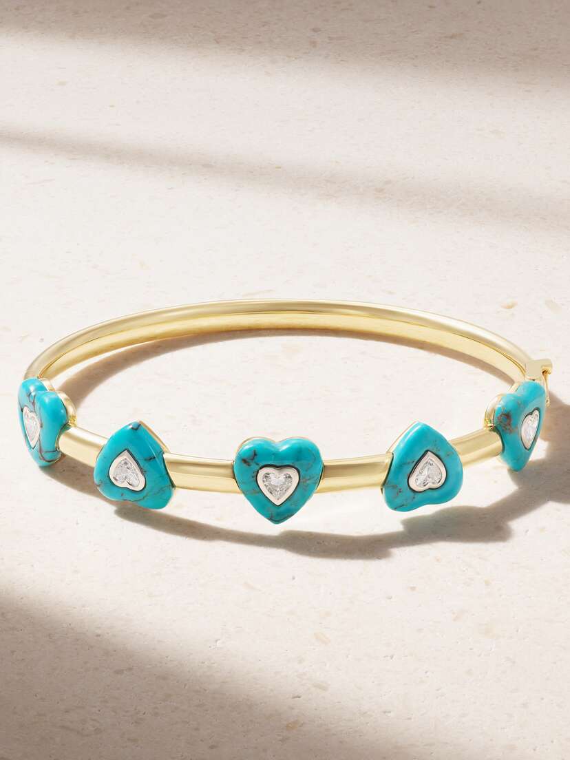Emily P. Wheeler Heart 18-karat Recycled Gold, Turquoise And Diamond Bracelet