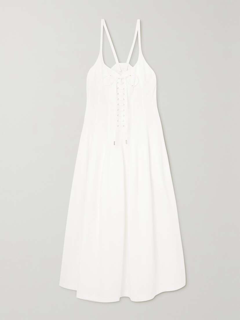 Chloé Lace-up Cotton-piqué Midi Dress - x large