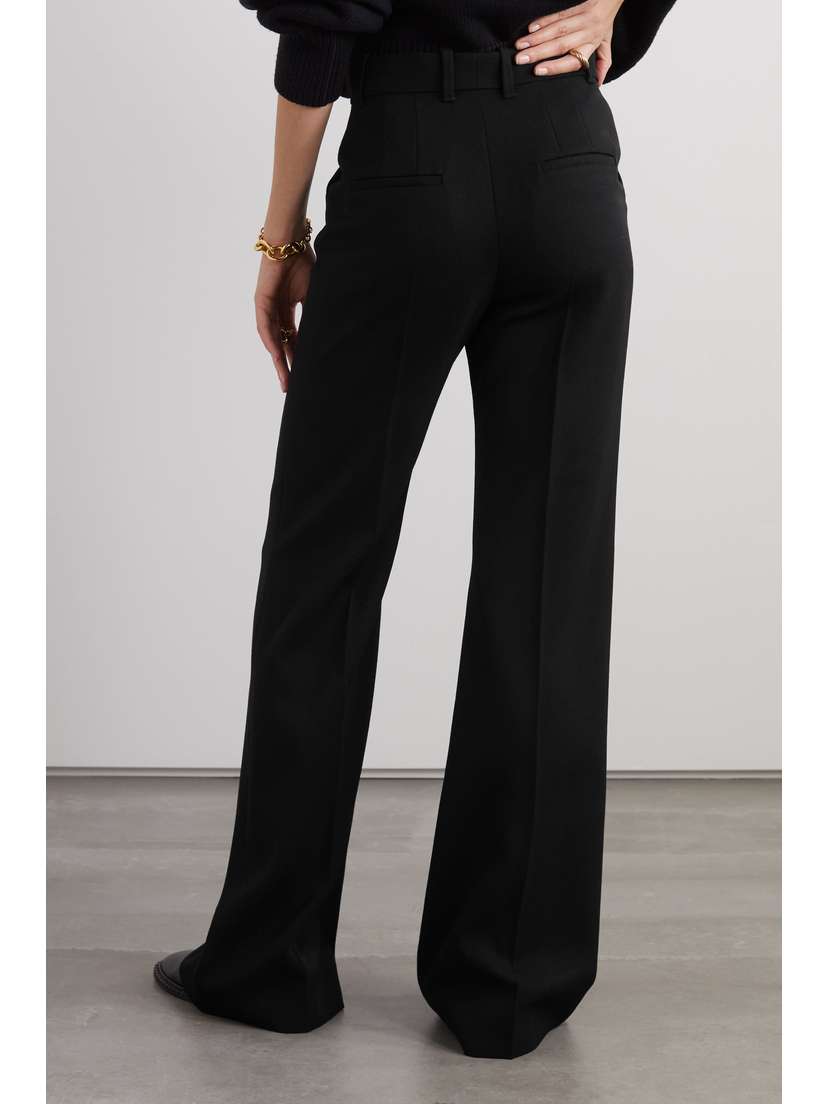 極美品 WOOL GABARDINE WIDE FLARE SLACKS Wool Gabardine Flare Trousers in Black – SVRN