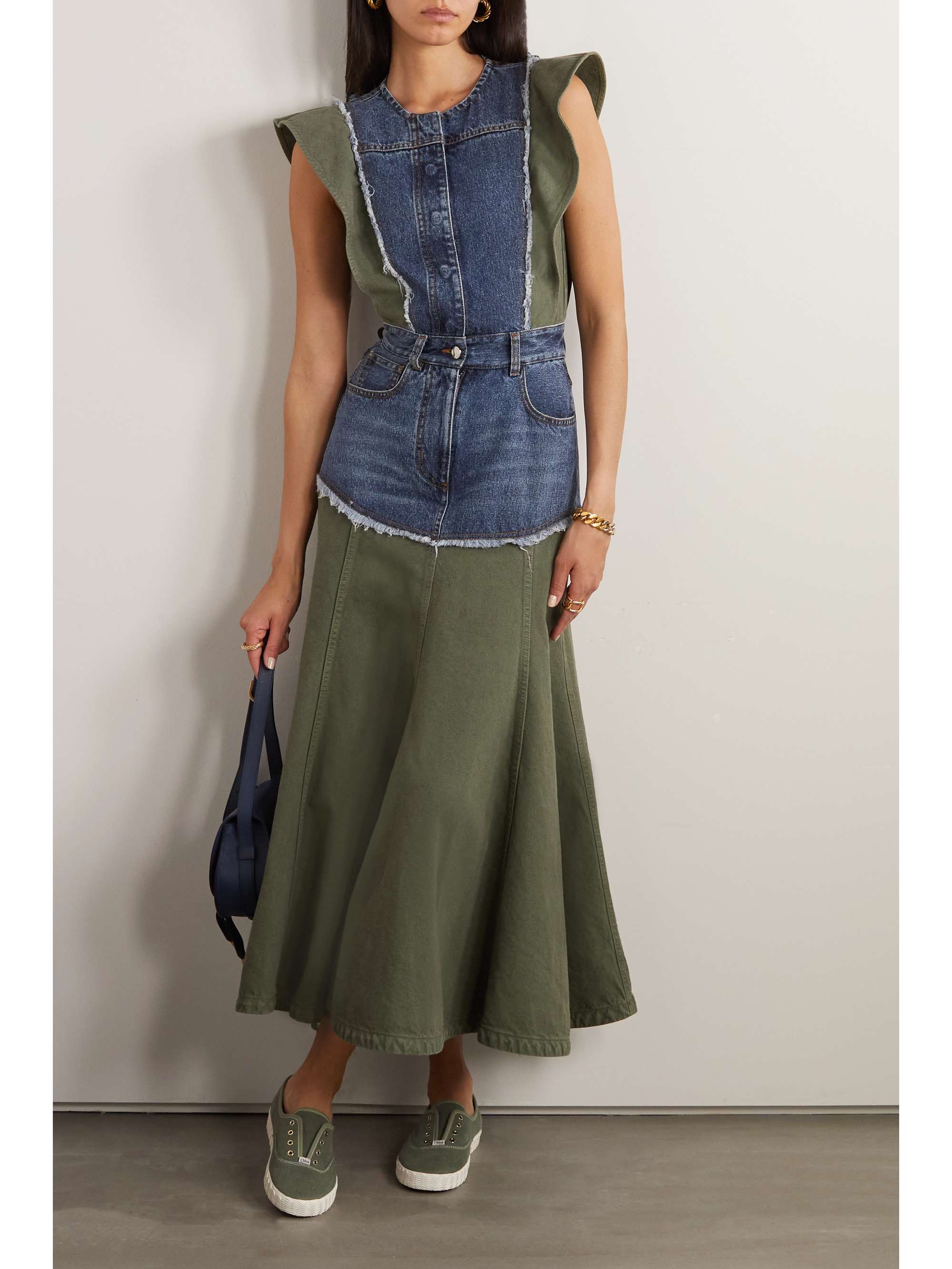 CHLOÉ デニム ミディ丈ワンピース