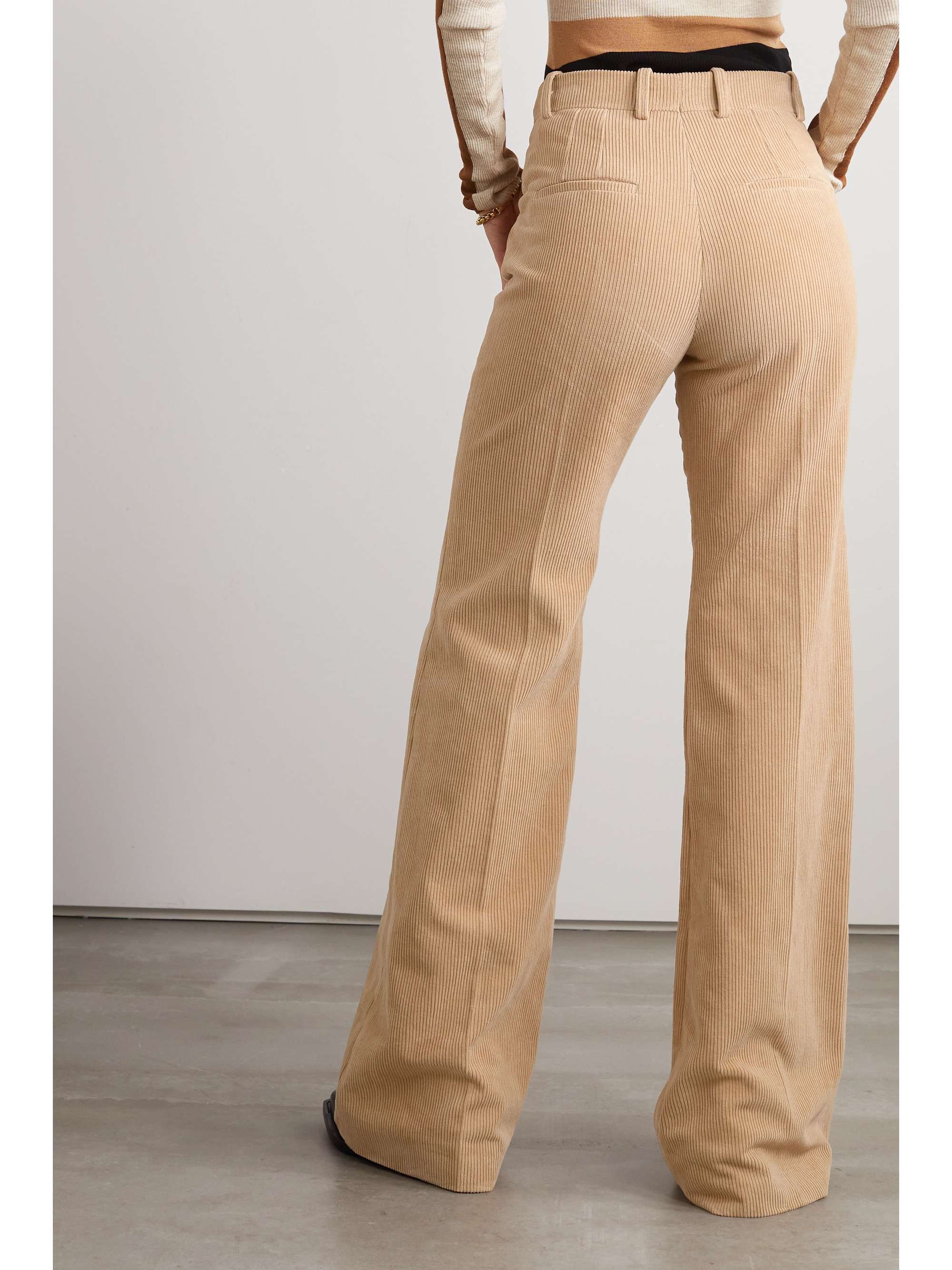 CHLOÉ Pleated cotton-corduoy straight-leg pants