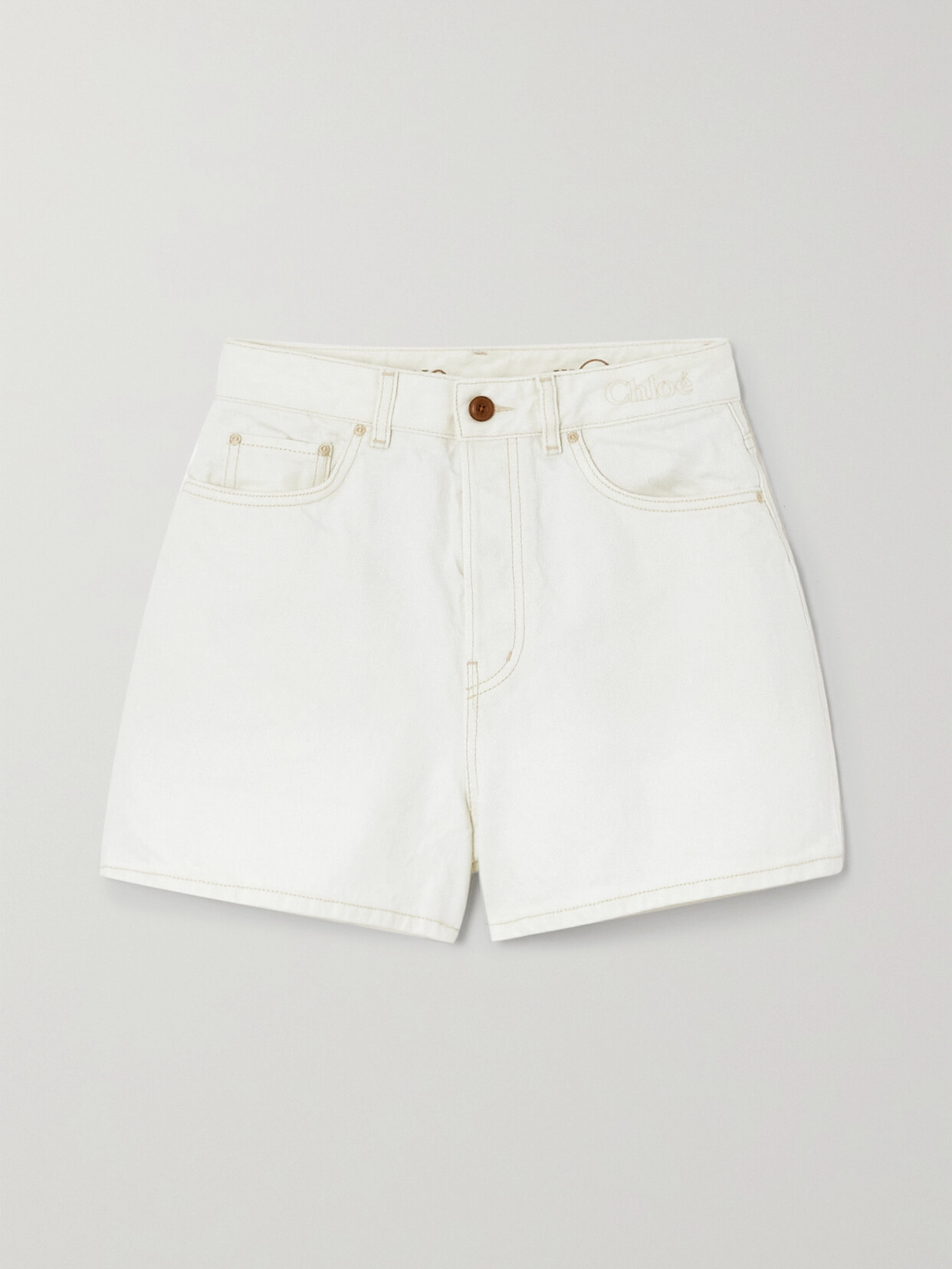 Chloé Short Classique « Dukuno » Femme Blanc Taille 25 87% Coton, 13% Chanvre In White