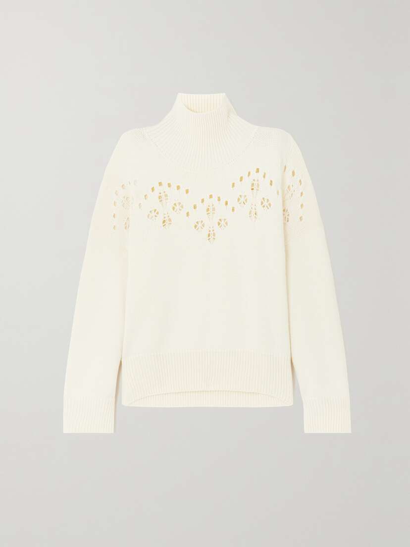 Chloé Pointelle-knit Wool Turtleneck Sweater