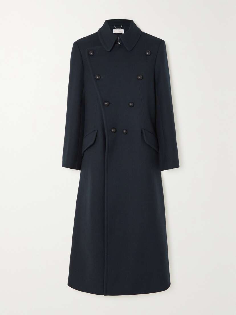 Chloé Belted Double-breasted Wool And Silk-blend Twill Coat