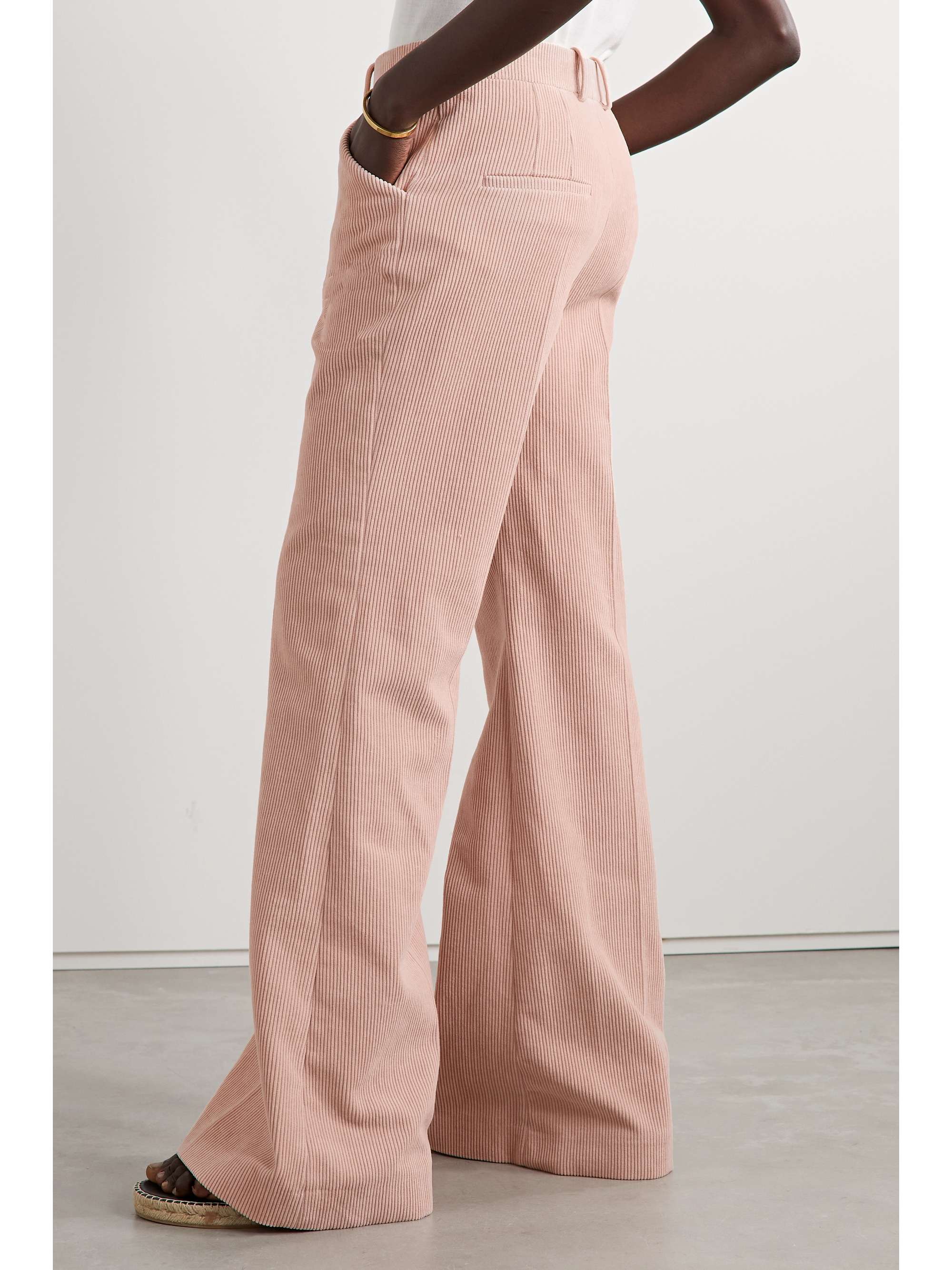 CHLOÉ Pleated cotton-corduoy straight-leg pants