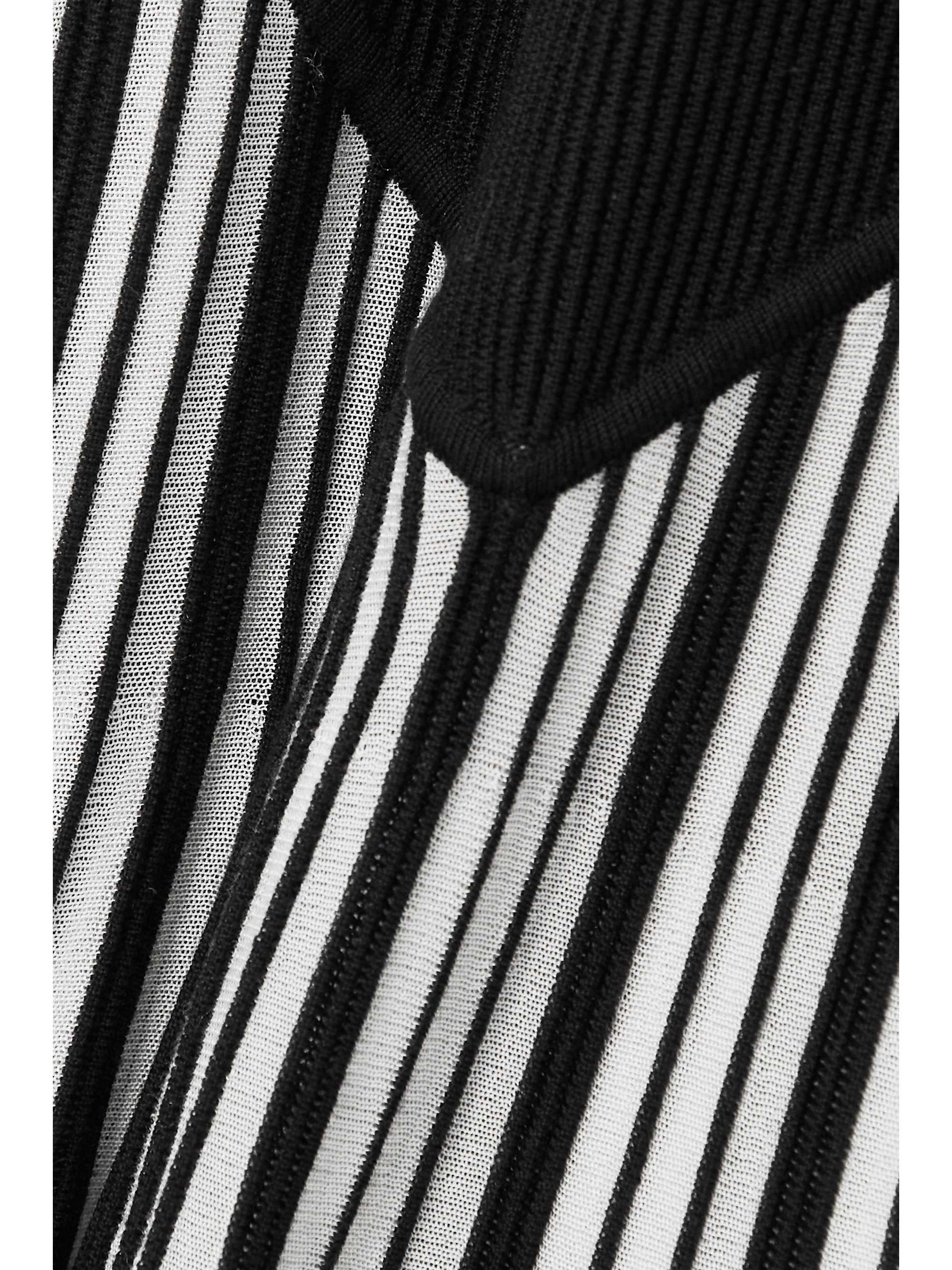 CHLOÉ Striped ribbed wool and silk-blend midi dress