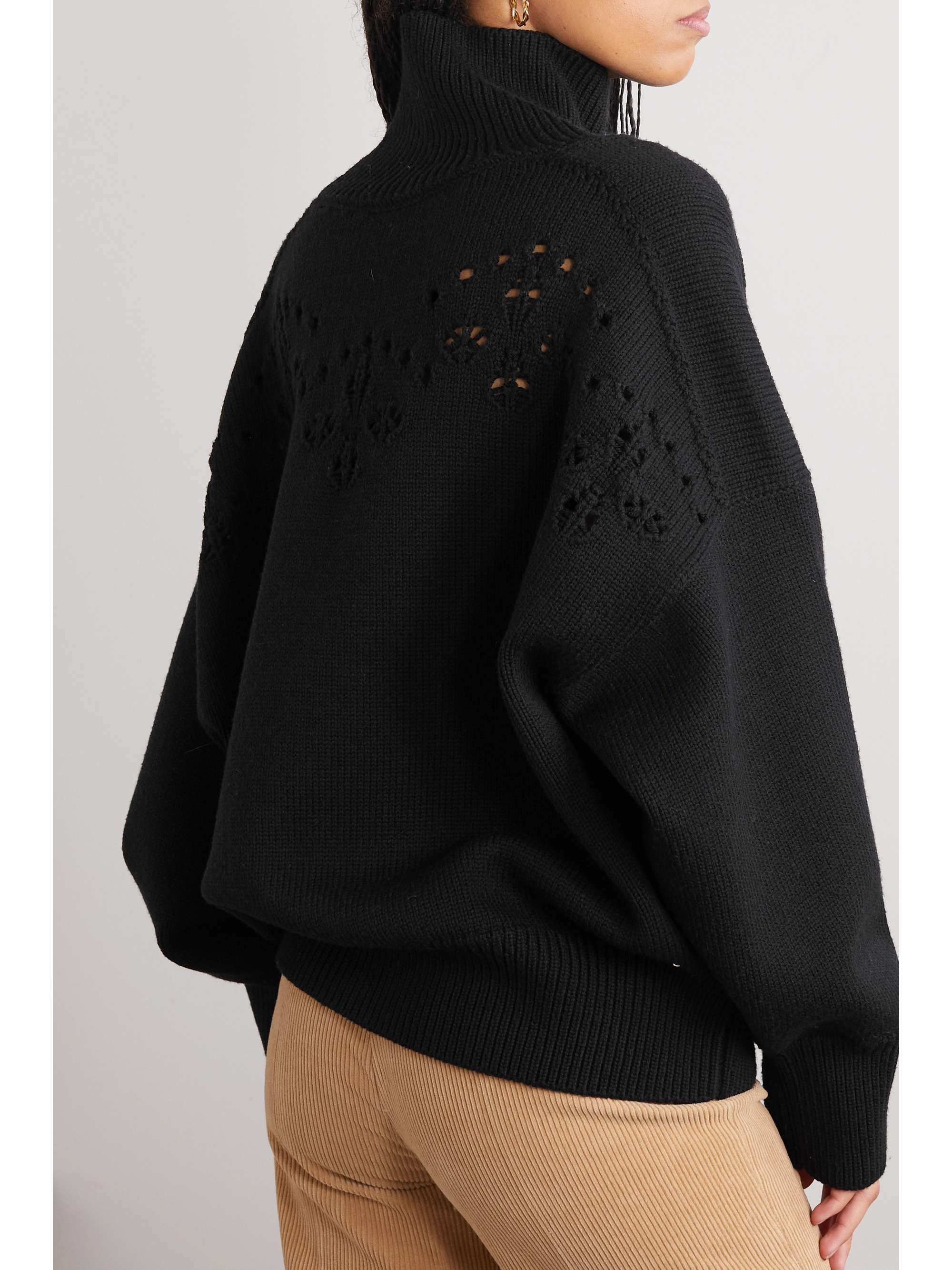 CHLOÉ Pointelle-knit wool turtleneck sweater
