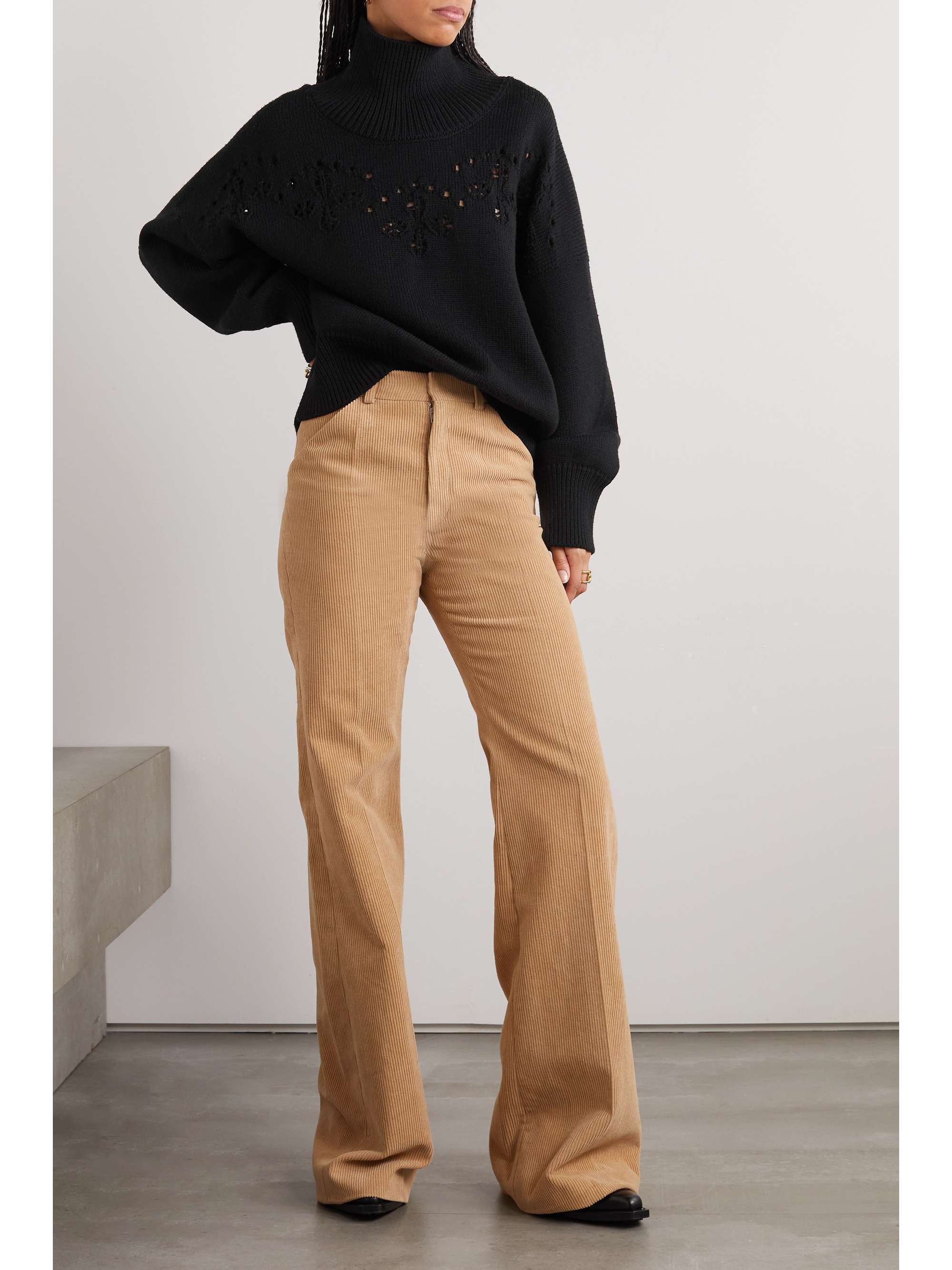 CHLOÉ Pointelle-knit wool turtleneck sweater
