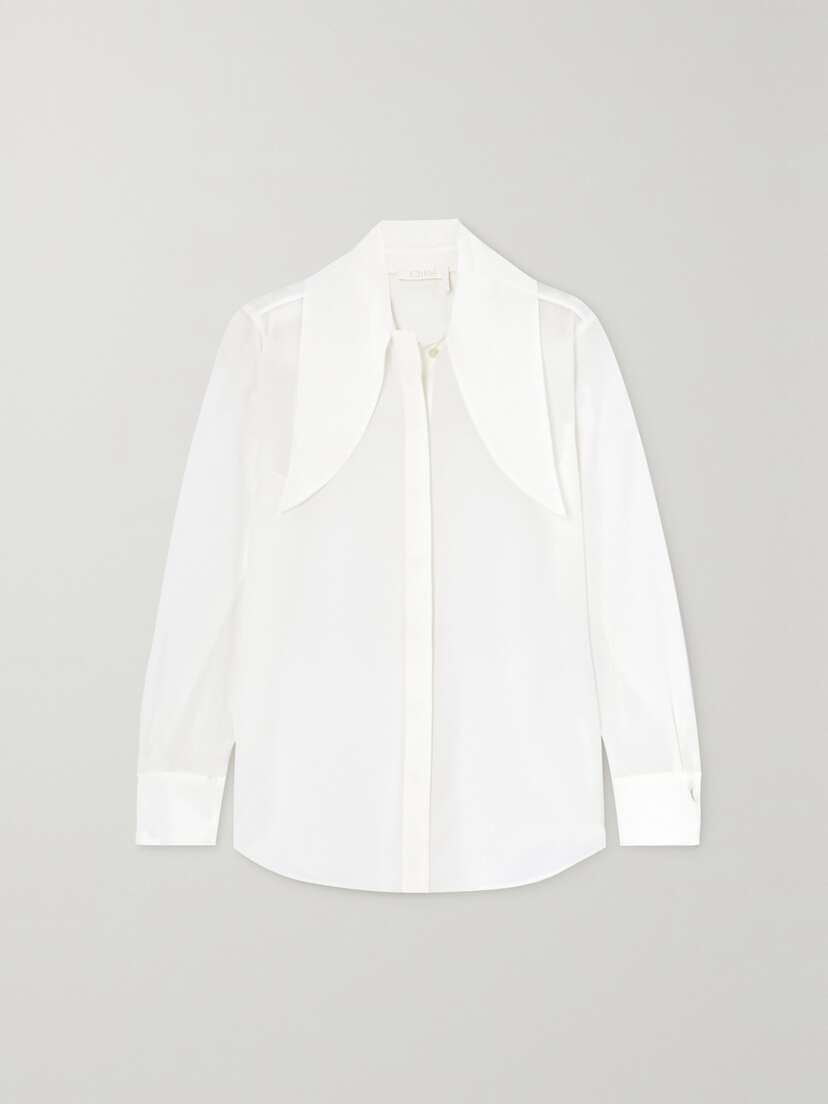 Chloé Tie-detailed Silk Crepe De Chine Shirt