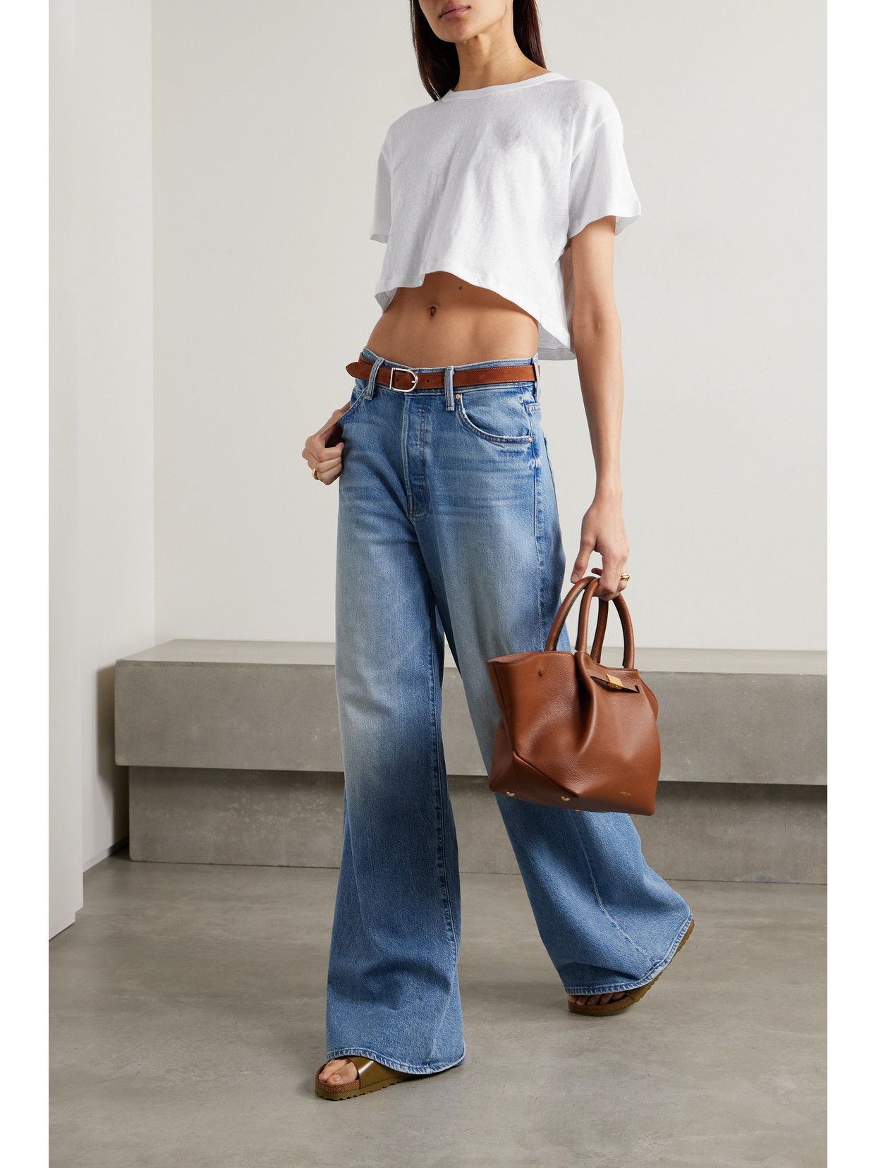 Cropped Slub Cotton-Jersey T-Shirt