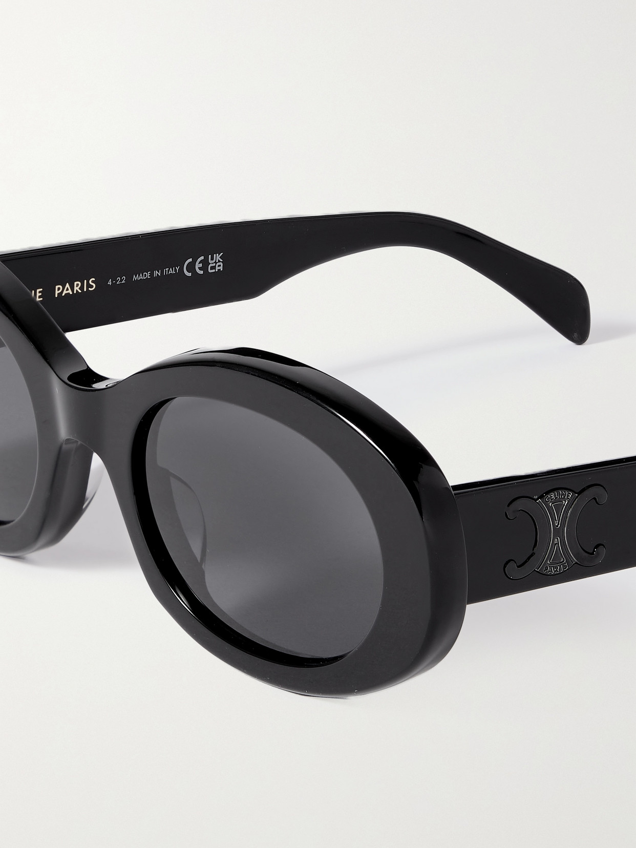 Shop Celine Triomphe Oval-frame Acetate Sunglasses In Black