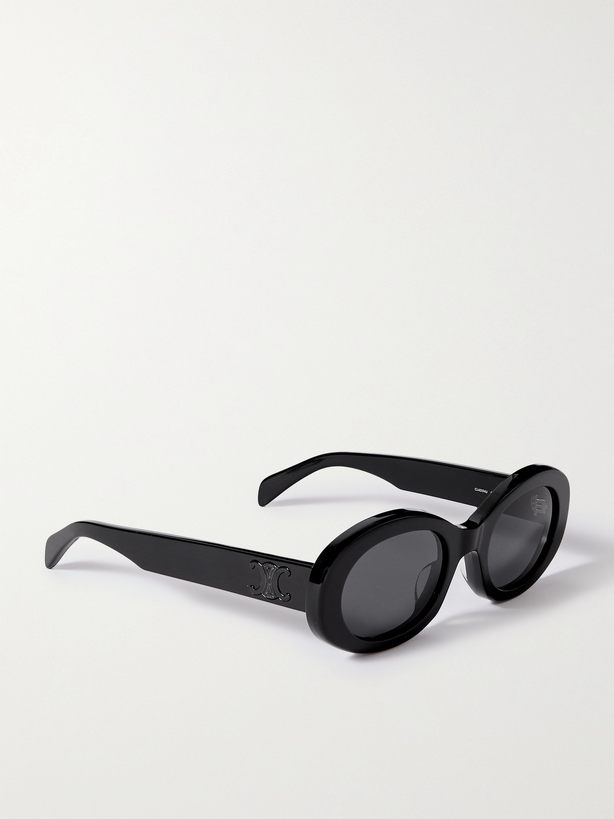 Shop Celine Triomphe Oval-frame Acetate Sunglasses In Black