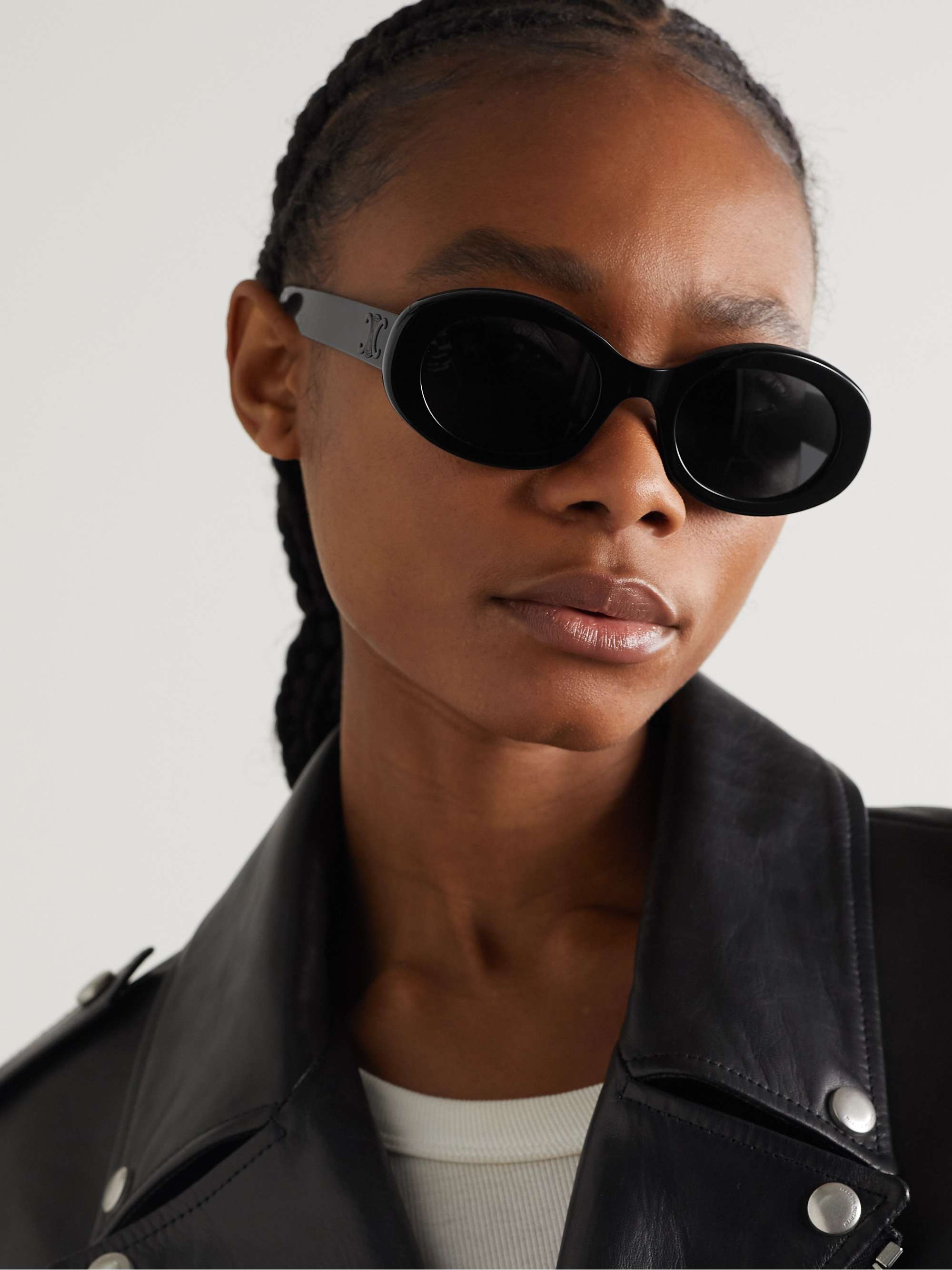 CELINE EYEWEAR Triomphe oval-frame acetate sunglasses