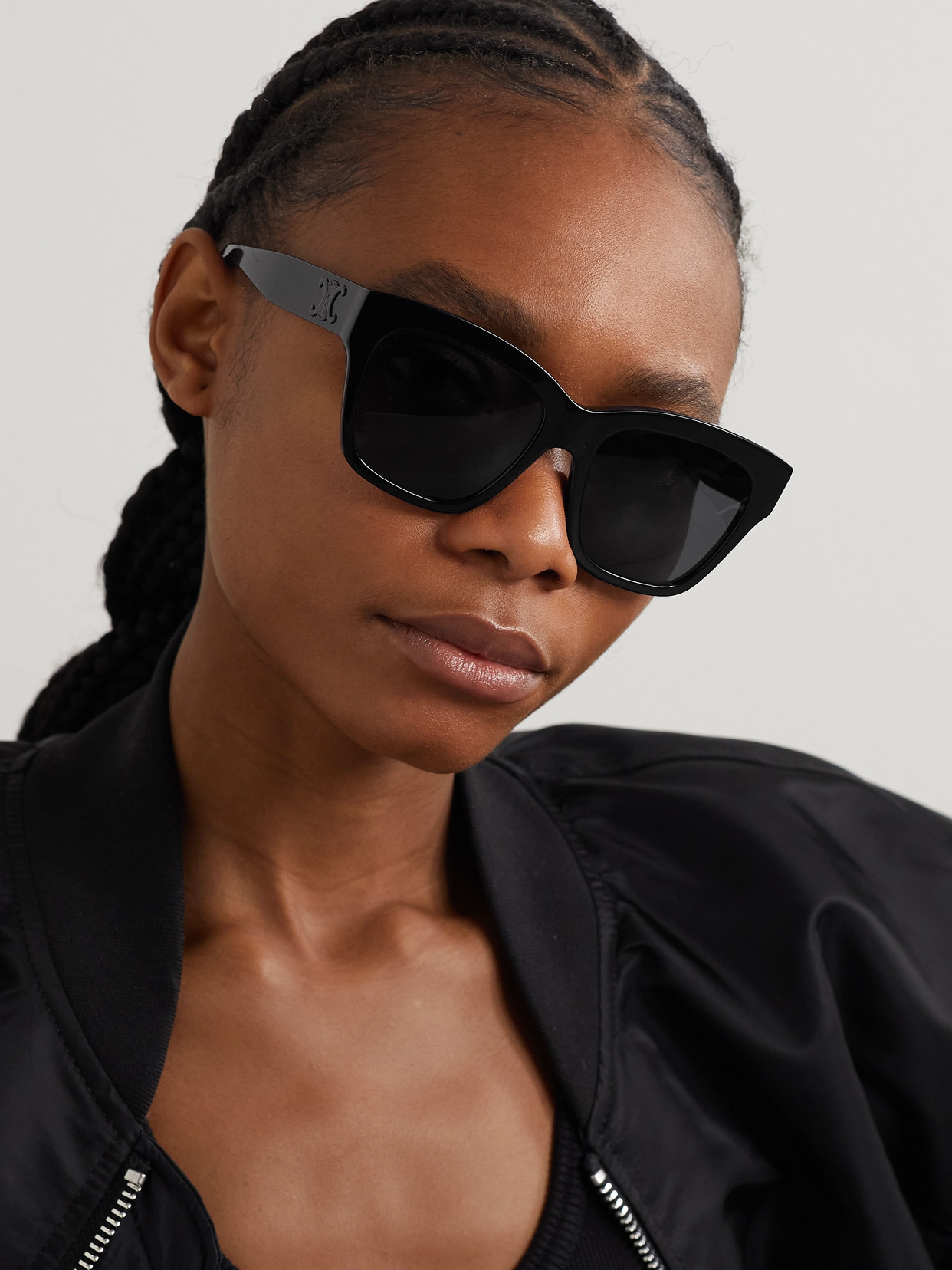 Shop Celine Triomphe Square-frame Acetate Sunglasses In Black