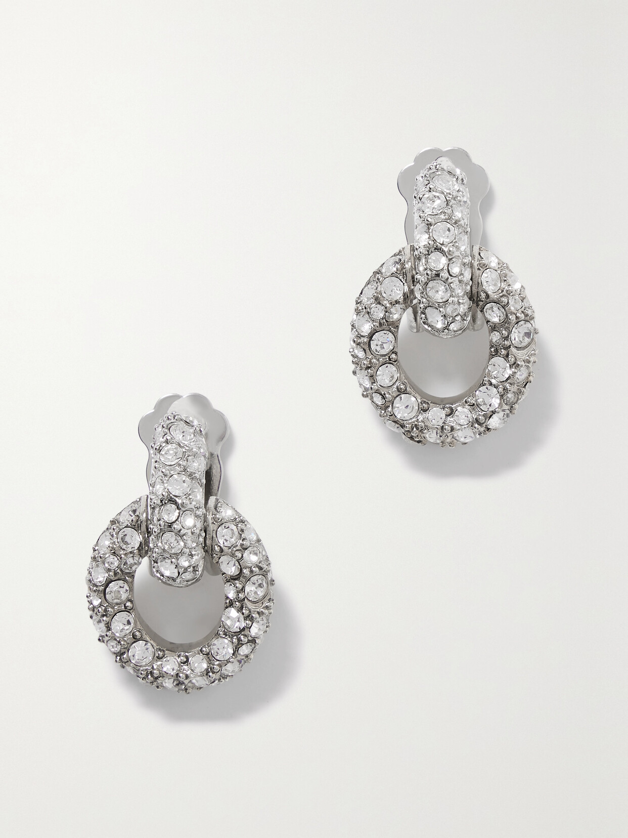 Oscar De La Renta Fortuna Silver-tone Crystal Clip Earrings