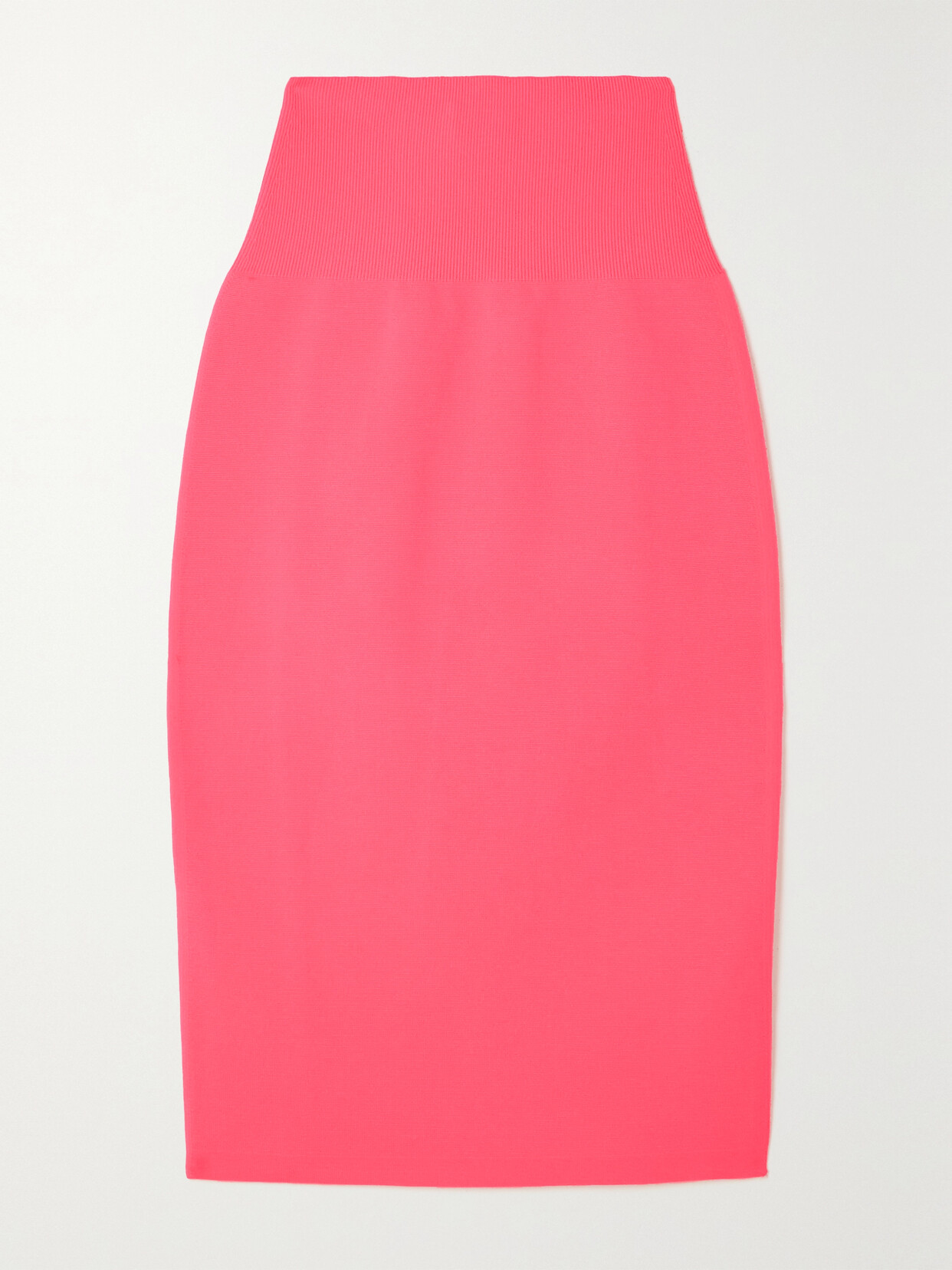 Victoria Beckham Vb Body Ribbed Stretch-knit Midi Skirt In Pink