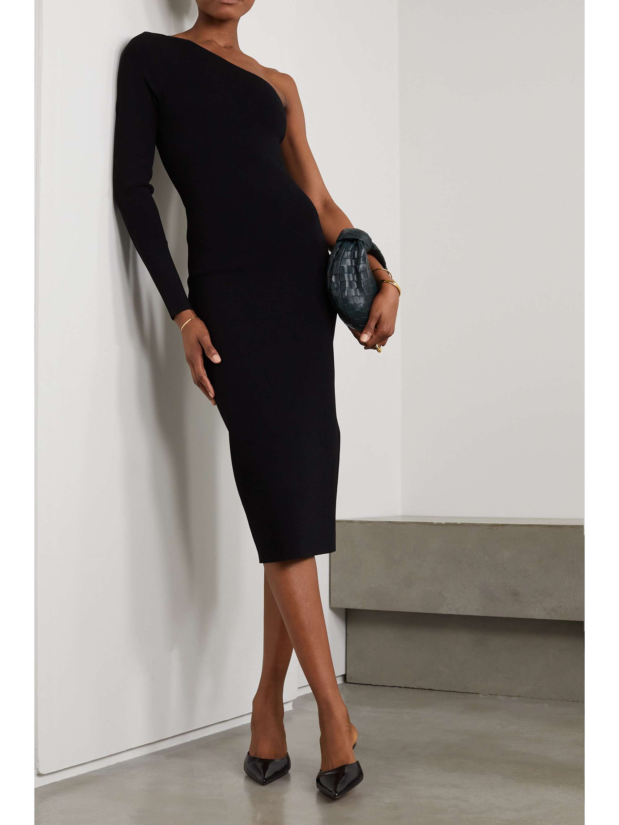 VICTORIA BECKHAM One-shoulder stretch-knit midi dress
