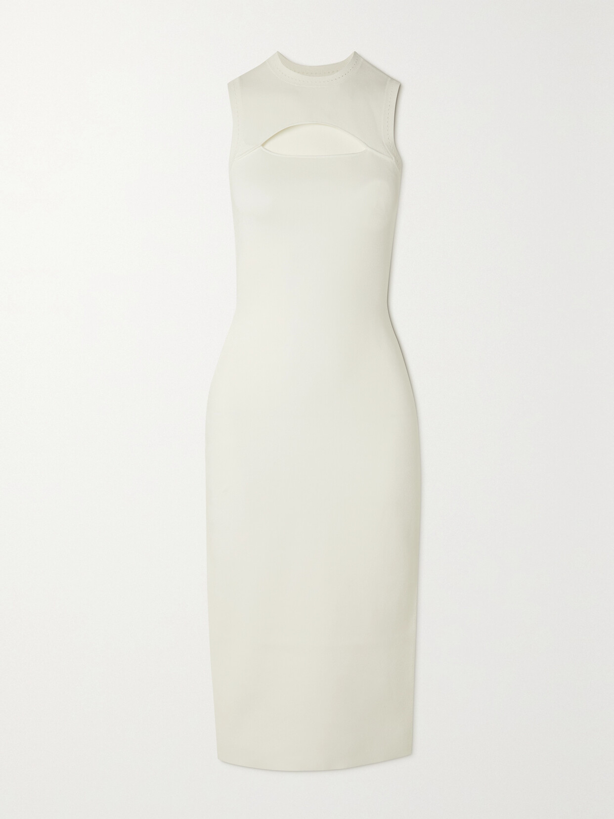 Victoria Beckham Cutout Knit Body-con Midi Dress In White