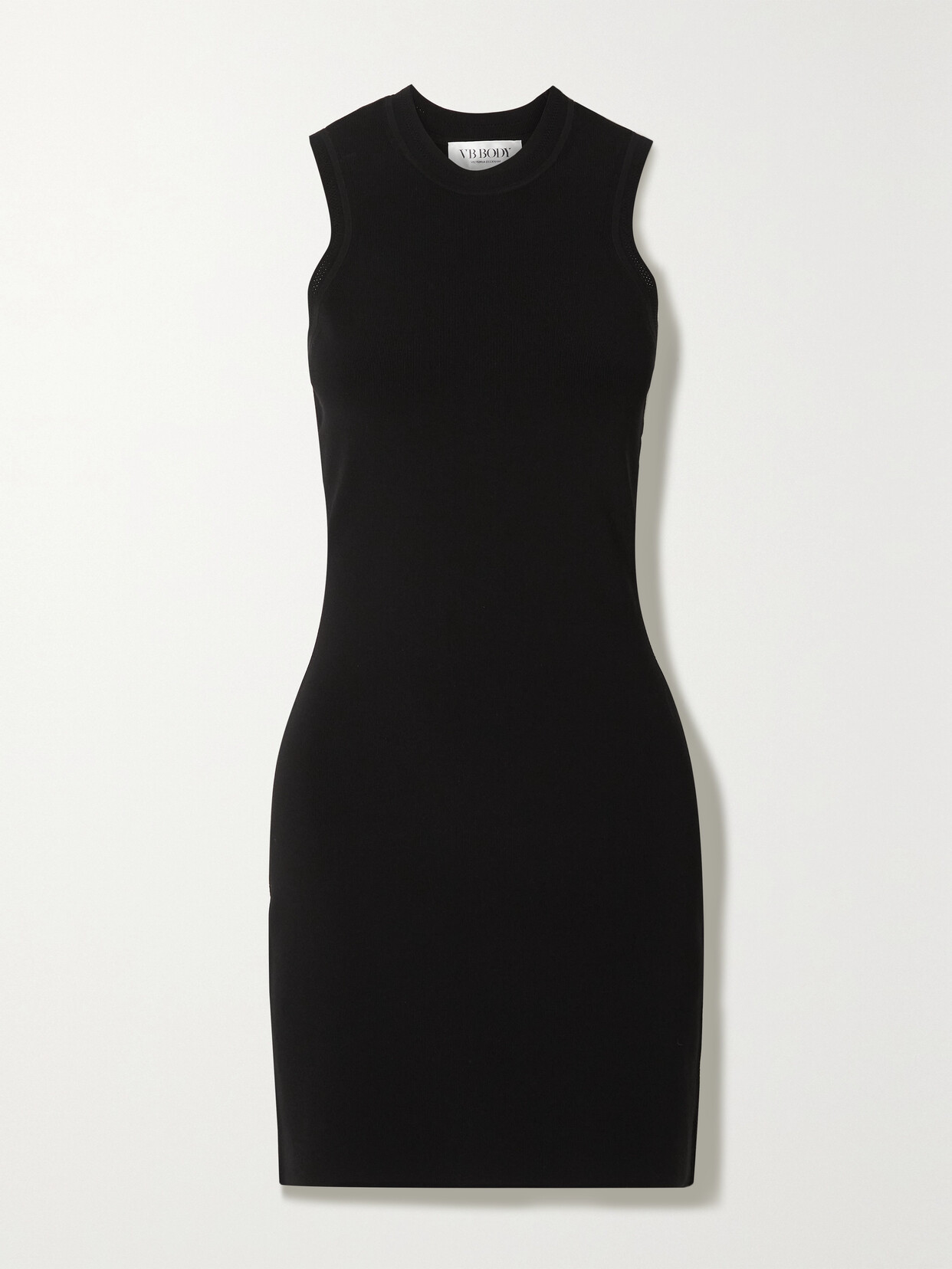 Victoria Beckham - Vb Body Pointelle-trimmed Stretch-knit Mini Dress - Black