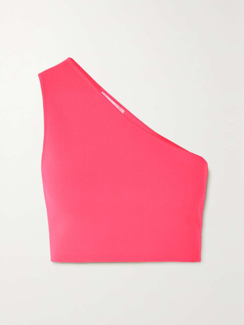 Victoria Beckham Vb Body One-shoulder Cropped Stretch-knit Top