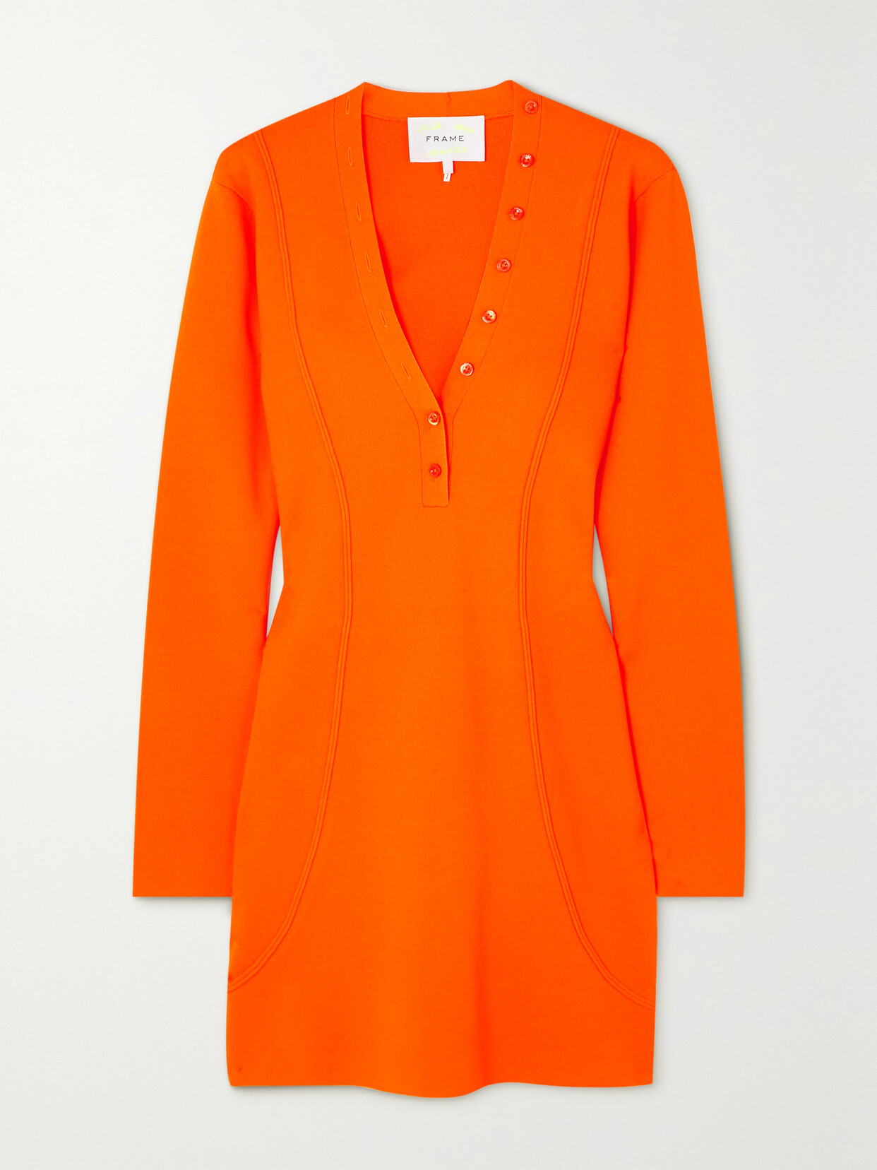 Frame + Julia Sarr-jamois Knitted Mini Dress In Bright Mandarin