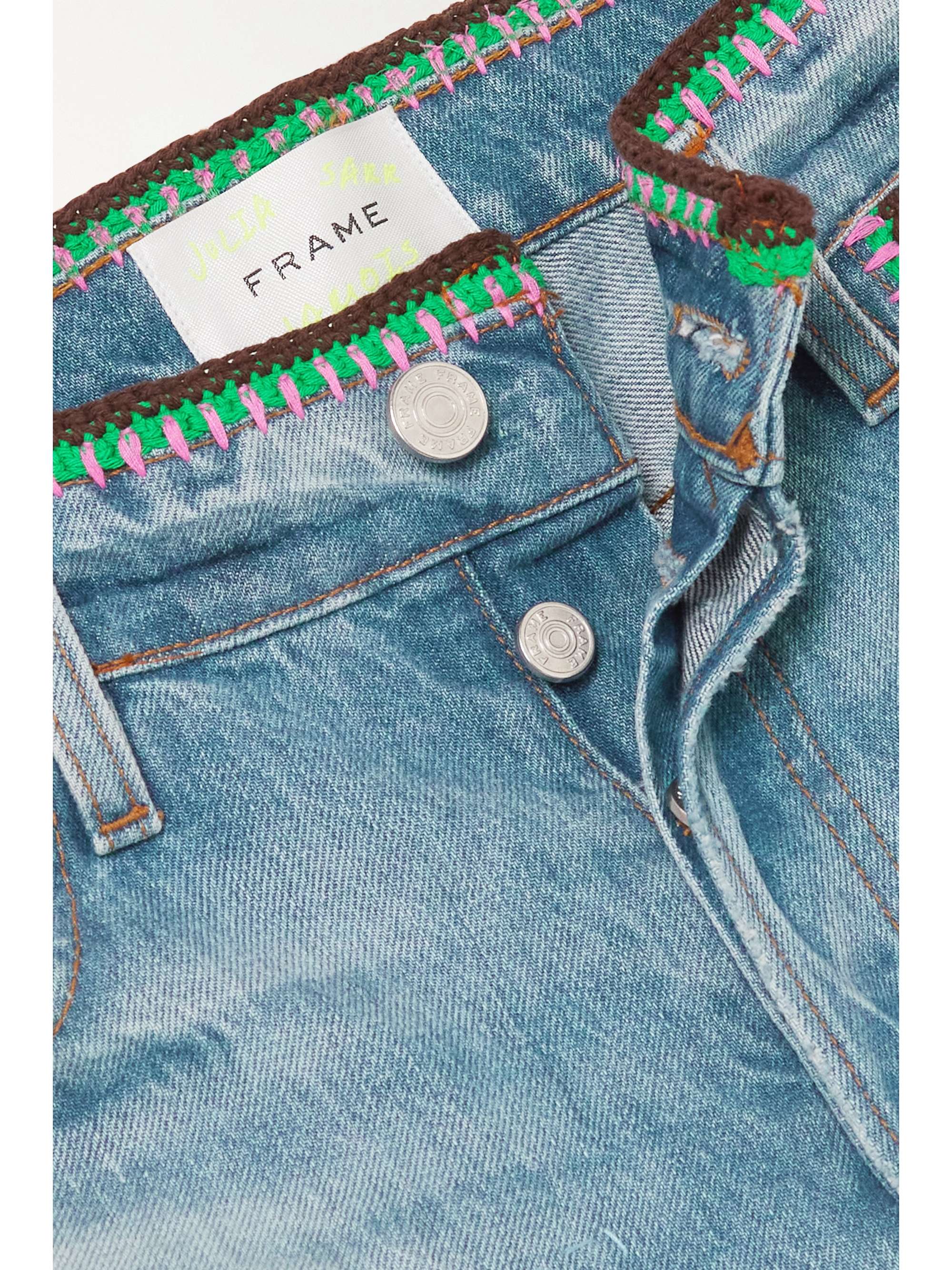 FRAME + Julia Sarr-Jamois crochet-trimmed distressed low-rise boyfriend jeans