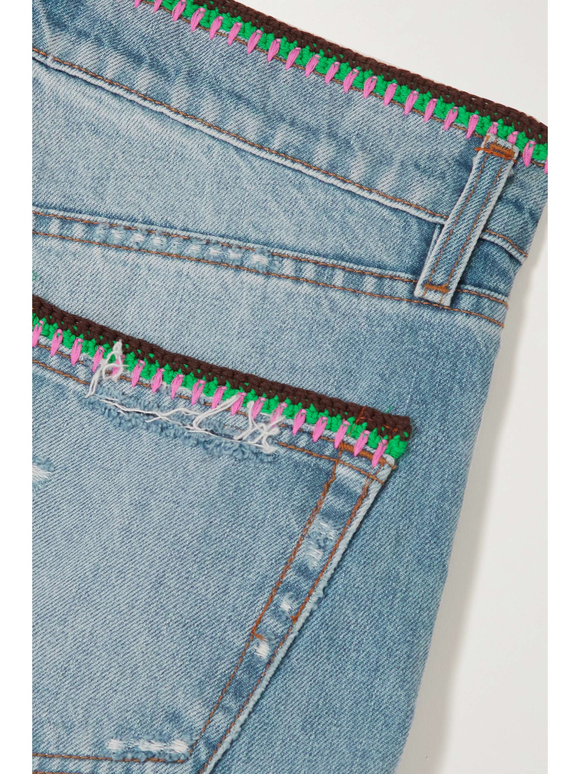 FRAME + Julia Sarr-Jamois crochet-trimmed distressed low-rise boyfriend jeans