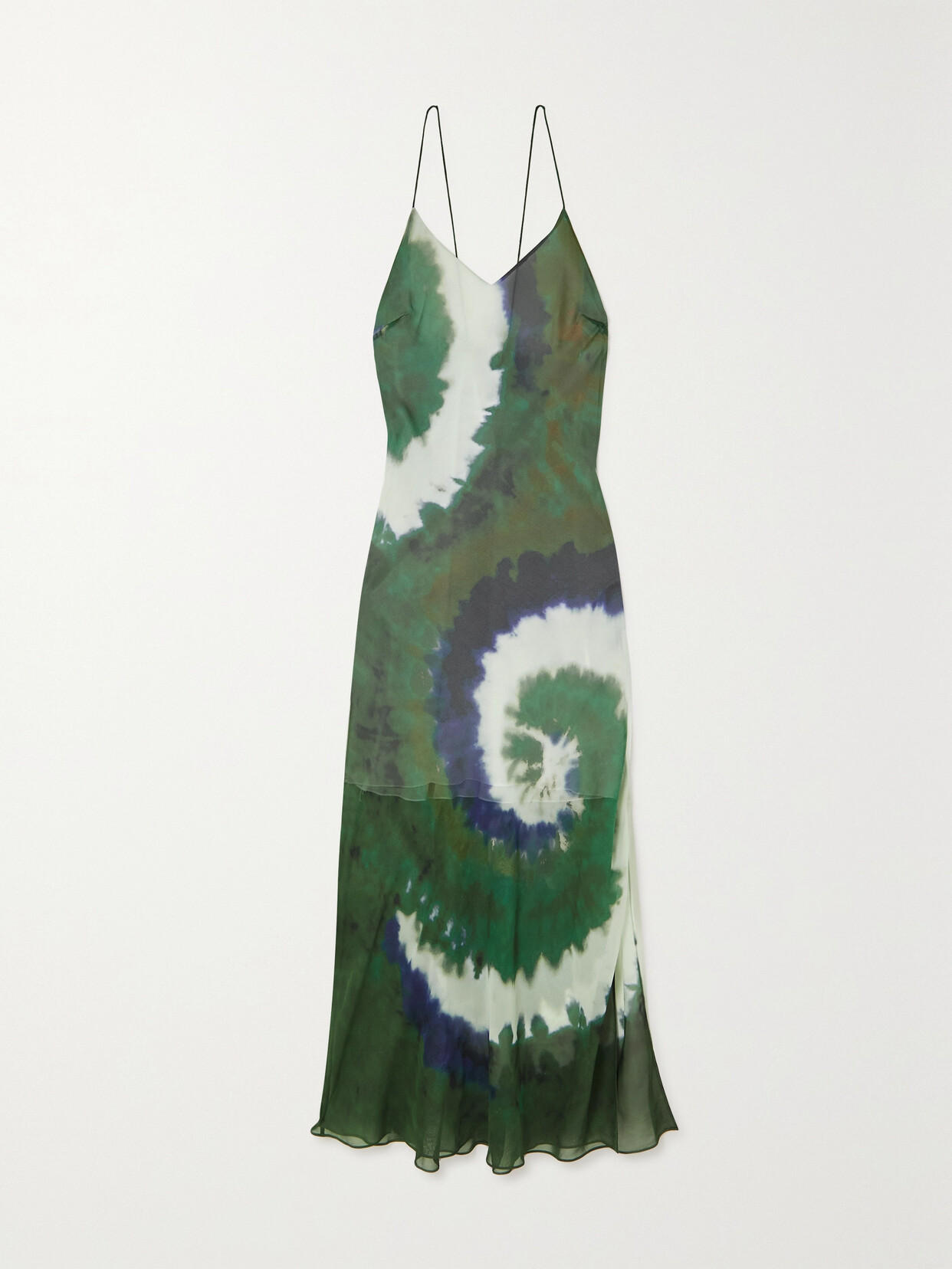 FRAME + JULIA SARR-JAMOIS TIE-DYED SILK-CHIFFON MIDI DRESS