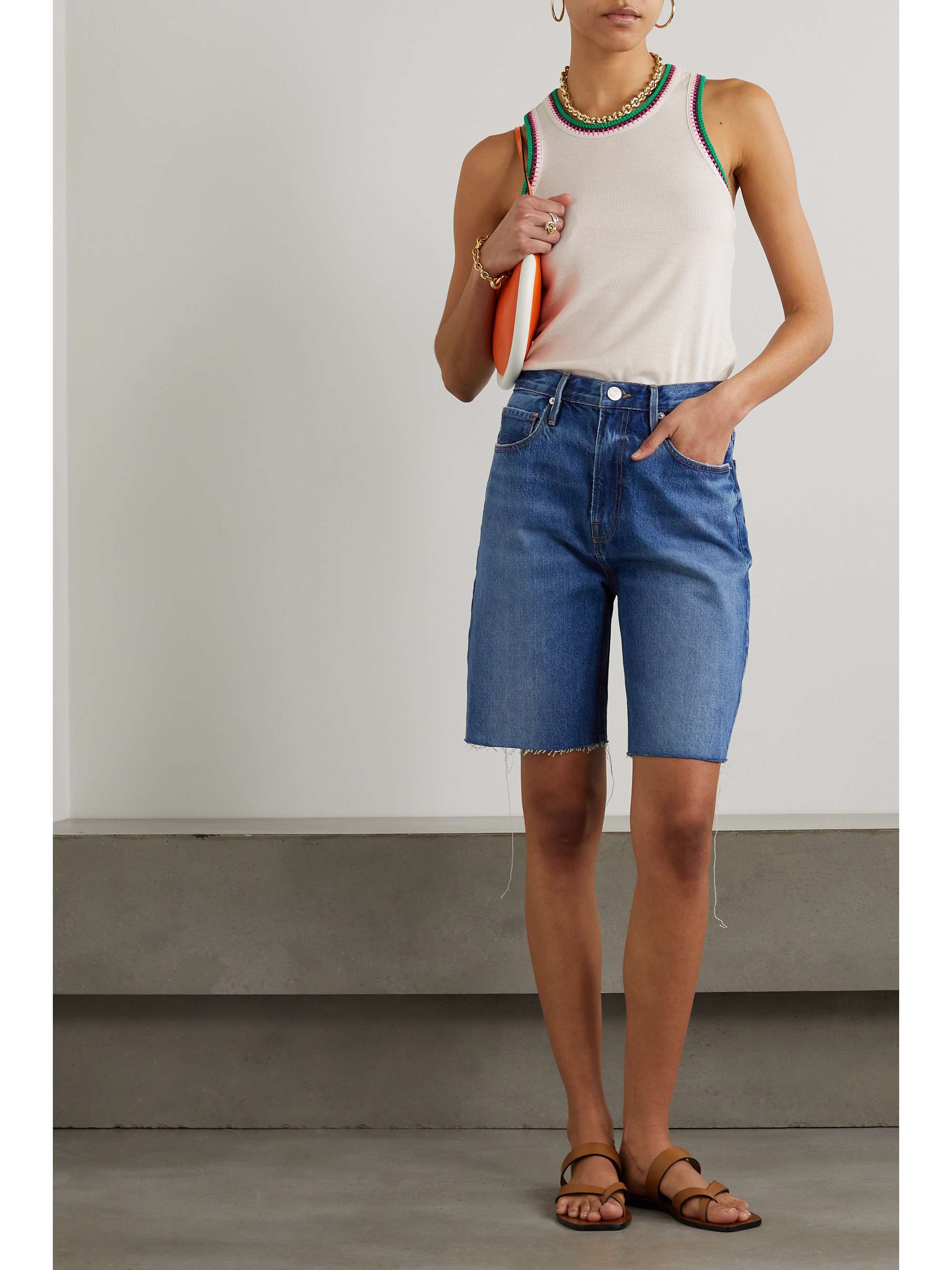 FRAME + Julia Sarr-Jamois crochet-trimmed ribbed-knit tank