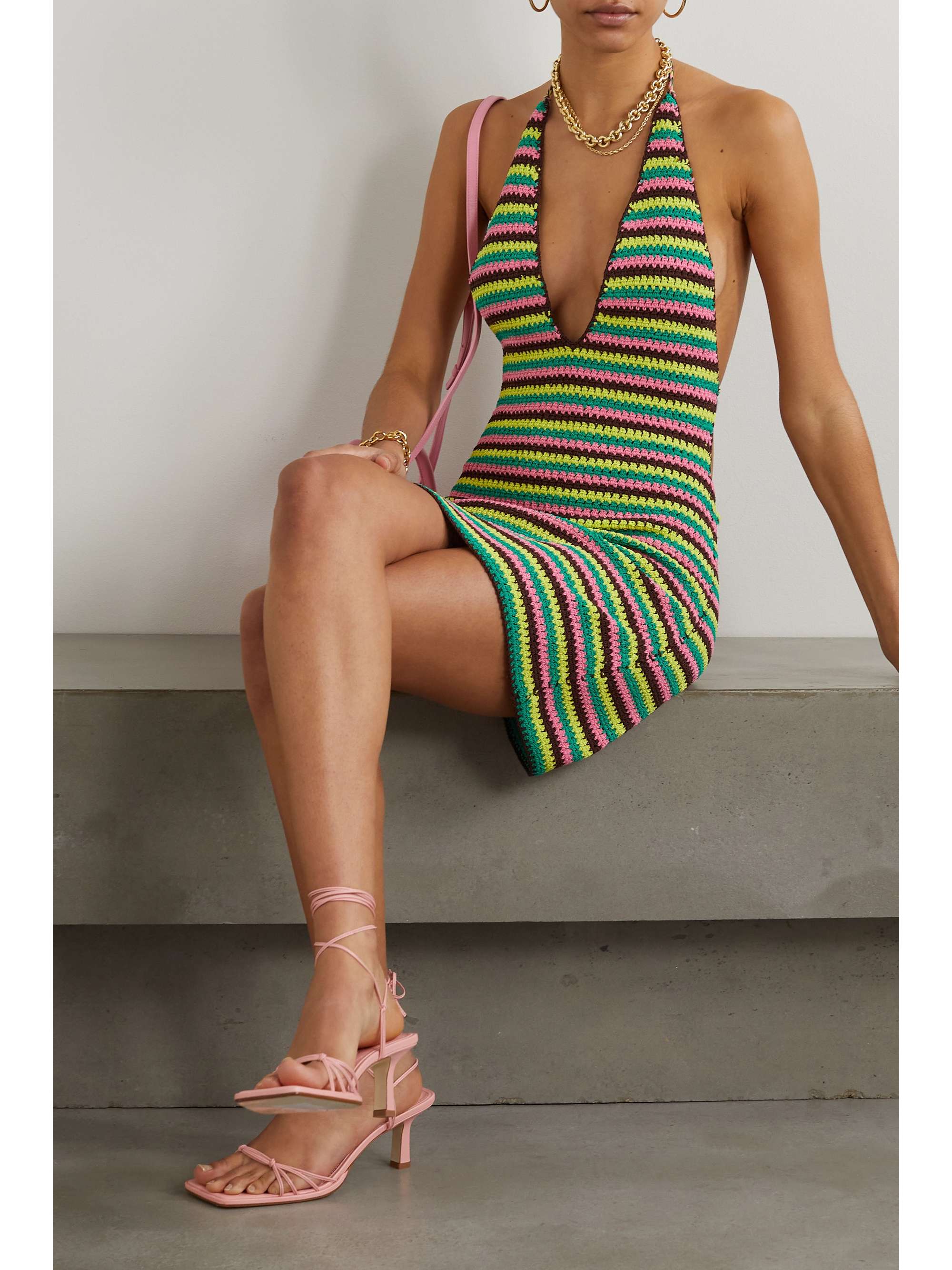 FRAME + Julia Sarr-Jamois crocheted cotton-blend halterneck mini dress