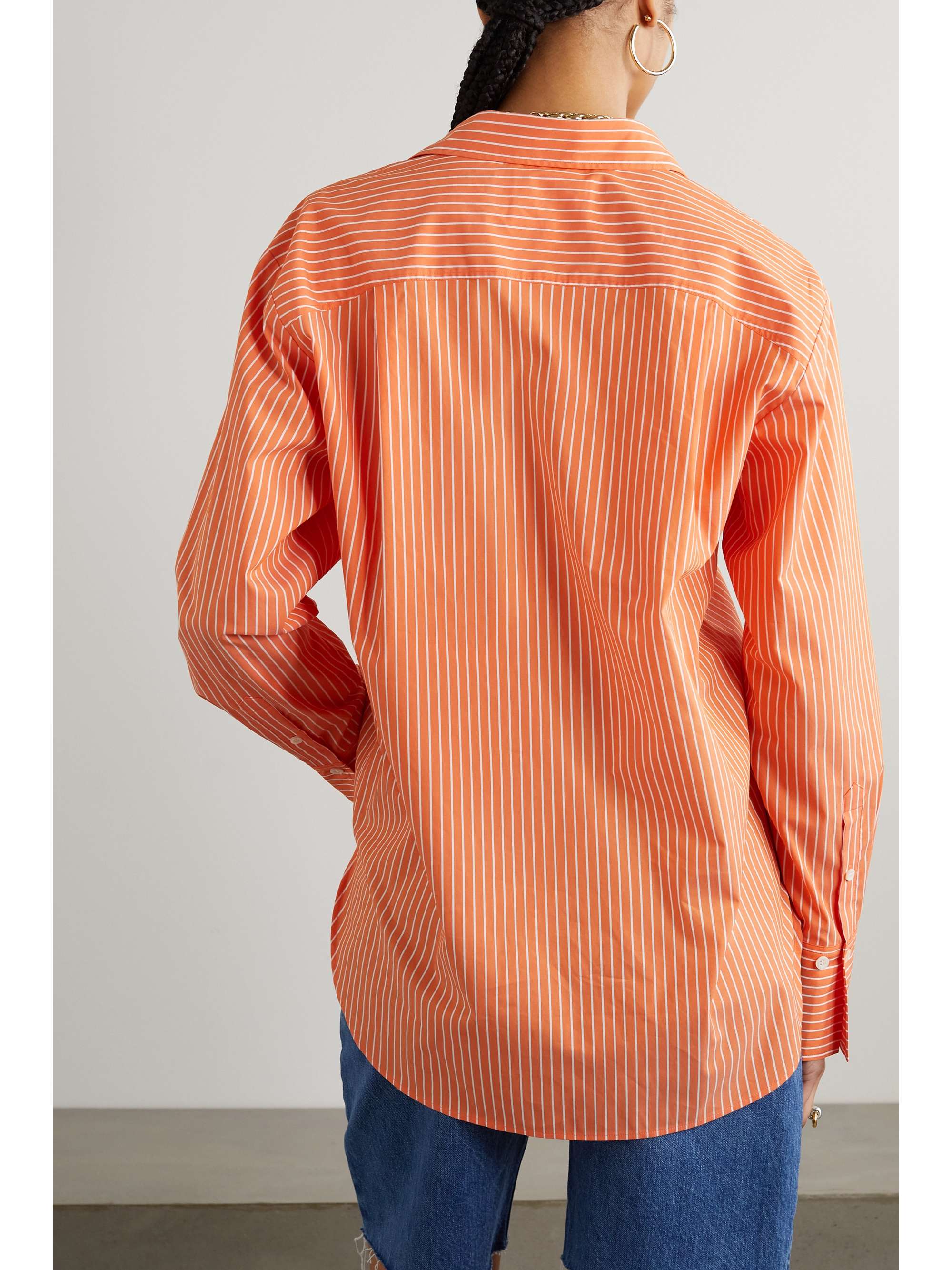 FRAME The Oversized striped cotton-blend poplin shirt
