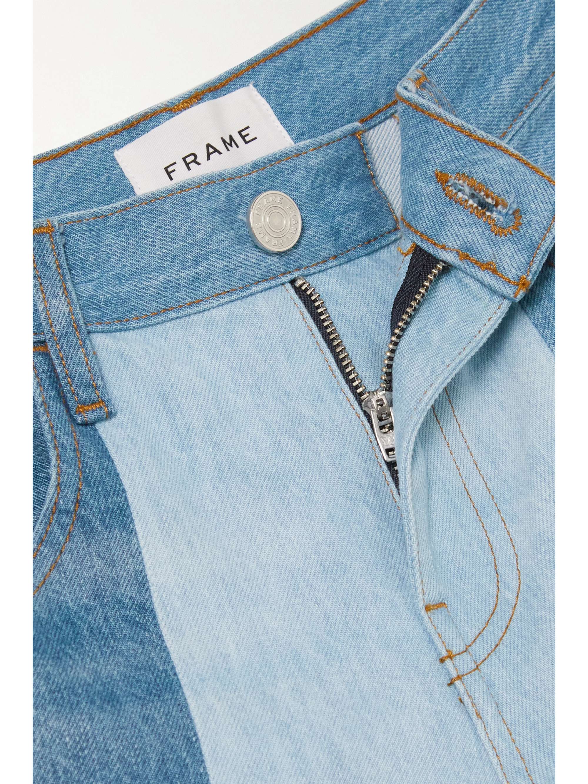 FRAME Paneled two-tone high-rise wide-leg jeans