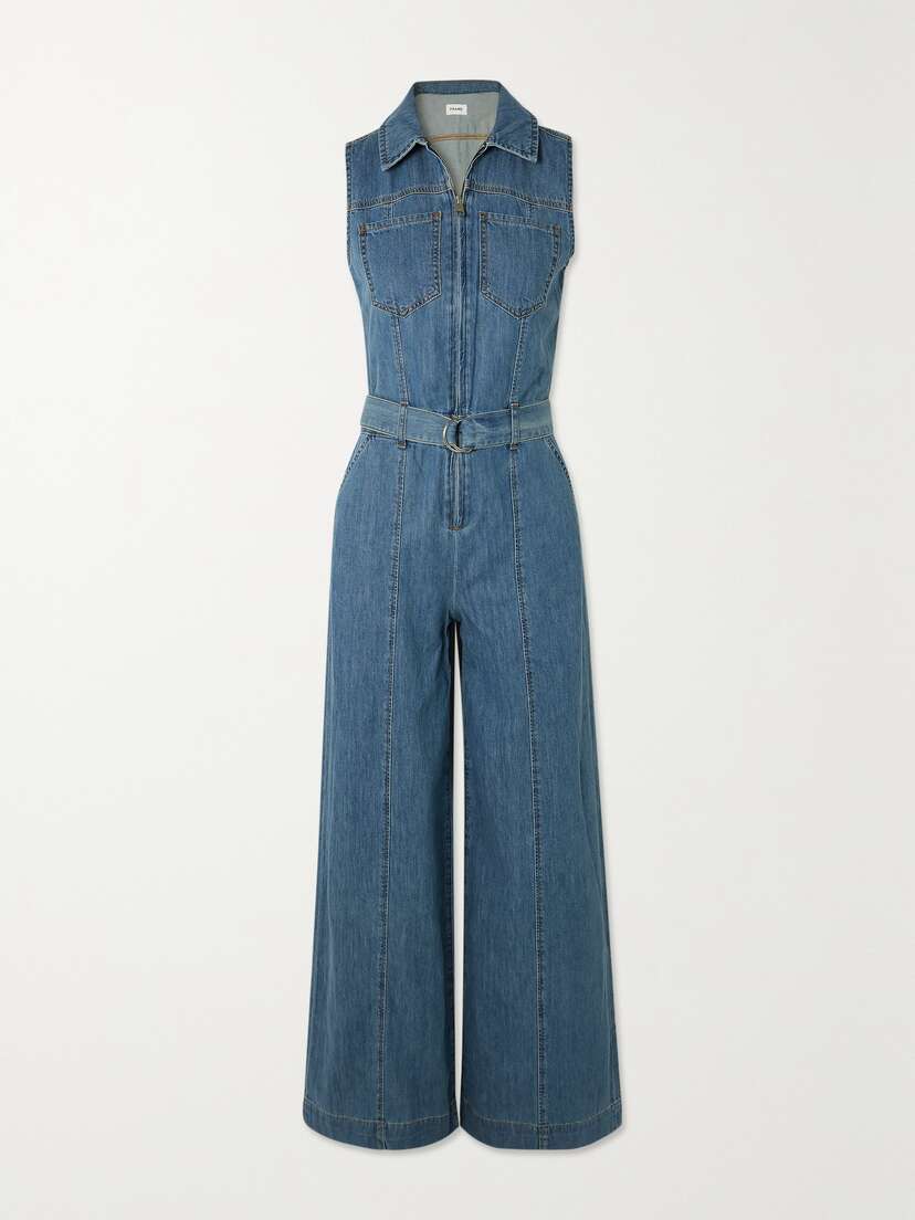 Frame Belted Denim Jumpsuit
