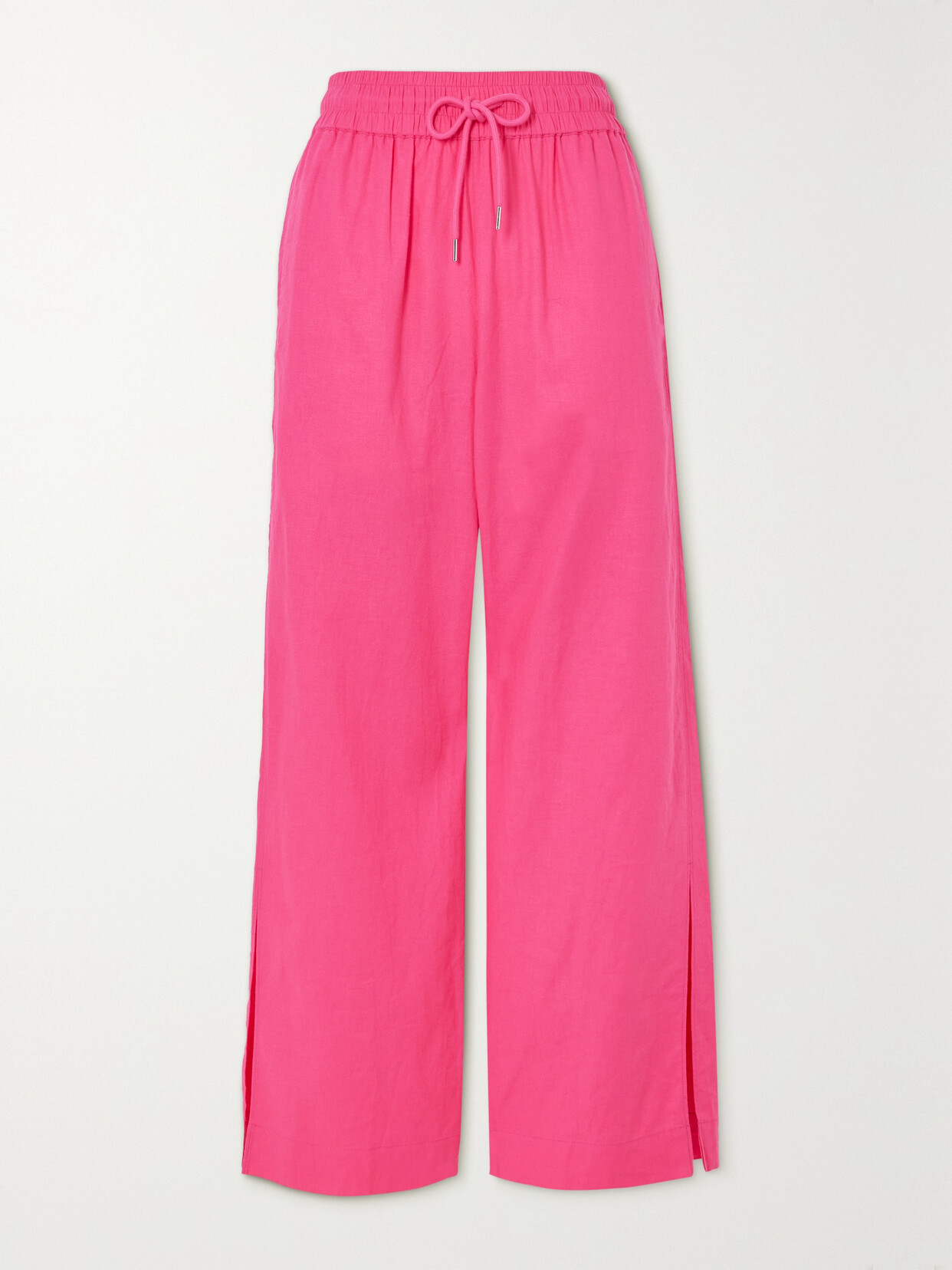 FRAME WIDE-LEG LINEN-BLEND PANTS