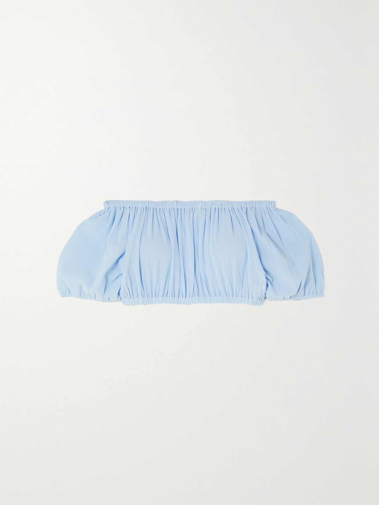 Suzie Kondi - Sousanna Cropped Off-the-shoulder Crinkled Cotton-gauze Top - Blue