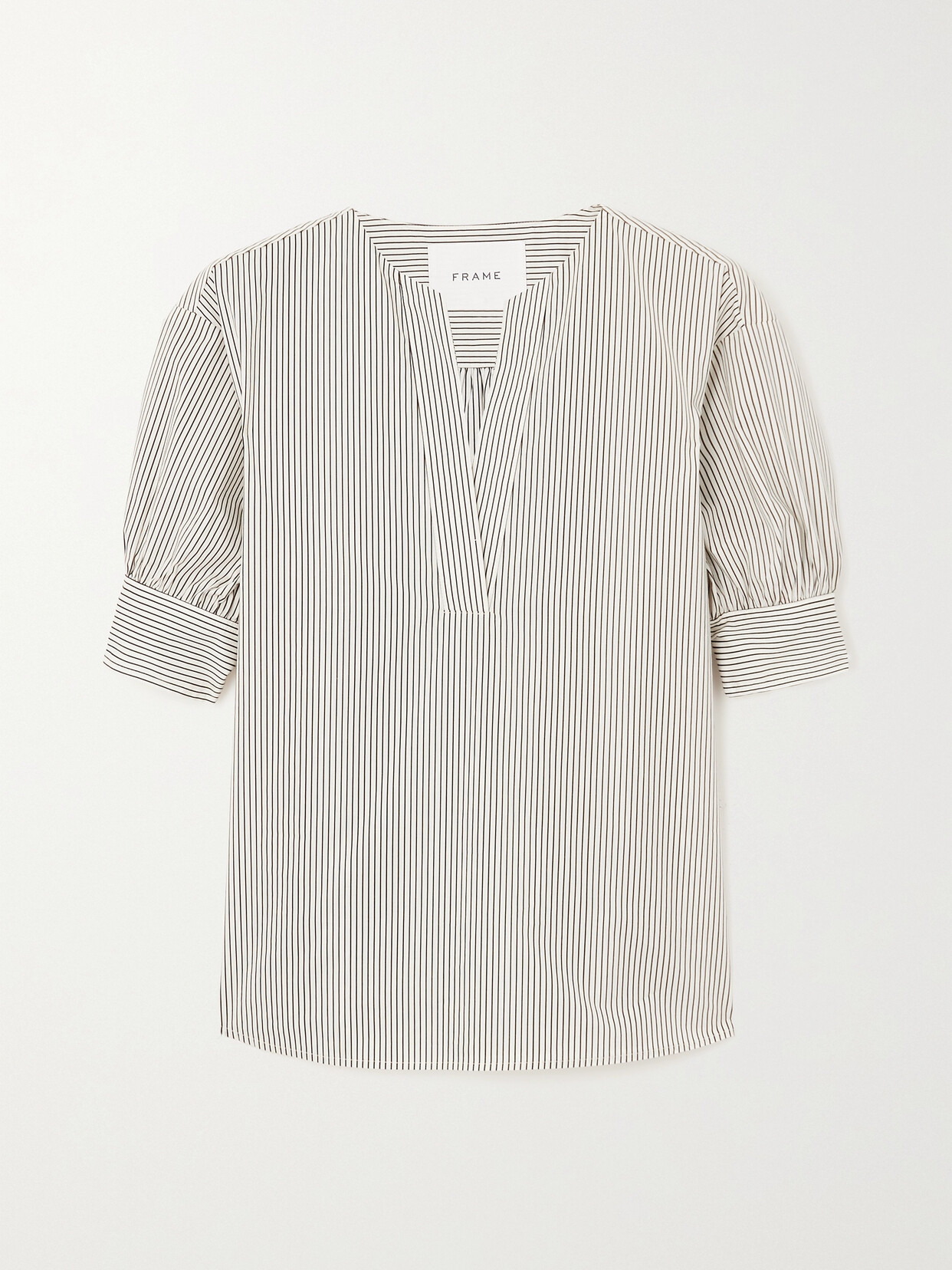 FRAME - + Net Sustain Striped Organic Cotton-poplin Blouse - Ecru