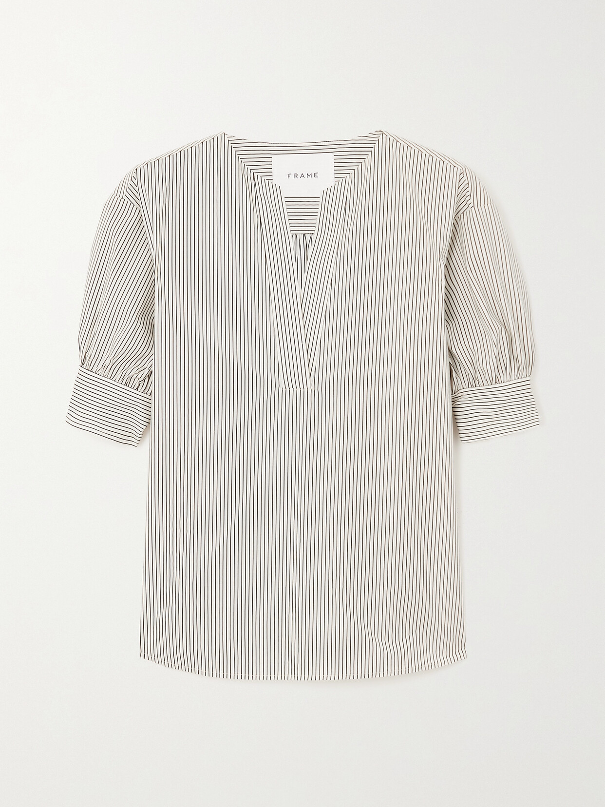 FRAME - + Net Sustain Striped Organic Cotton-poplin Blouse - Ecru