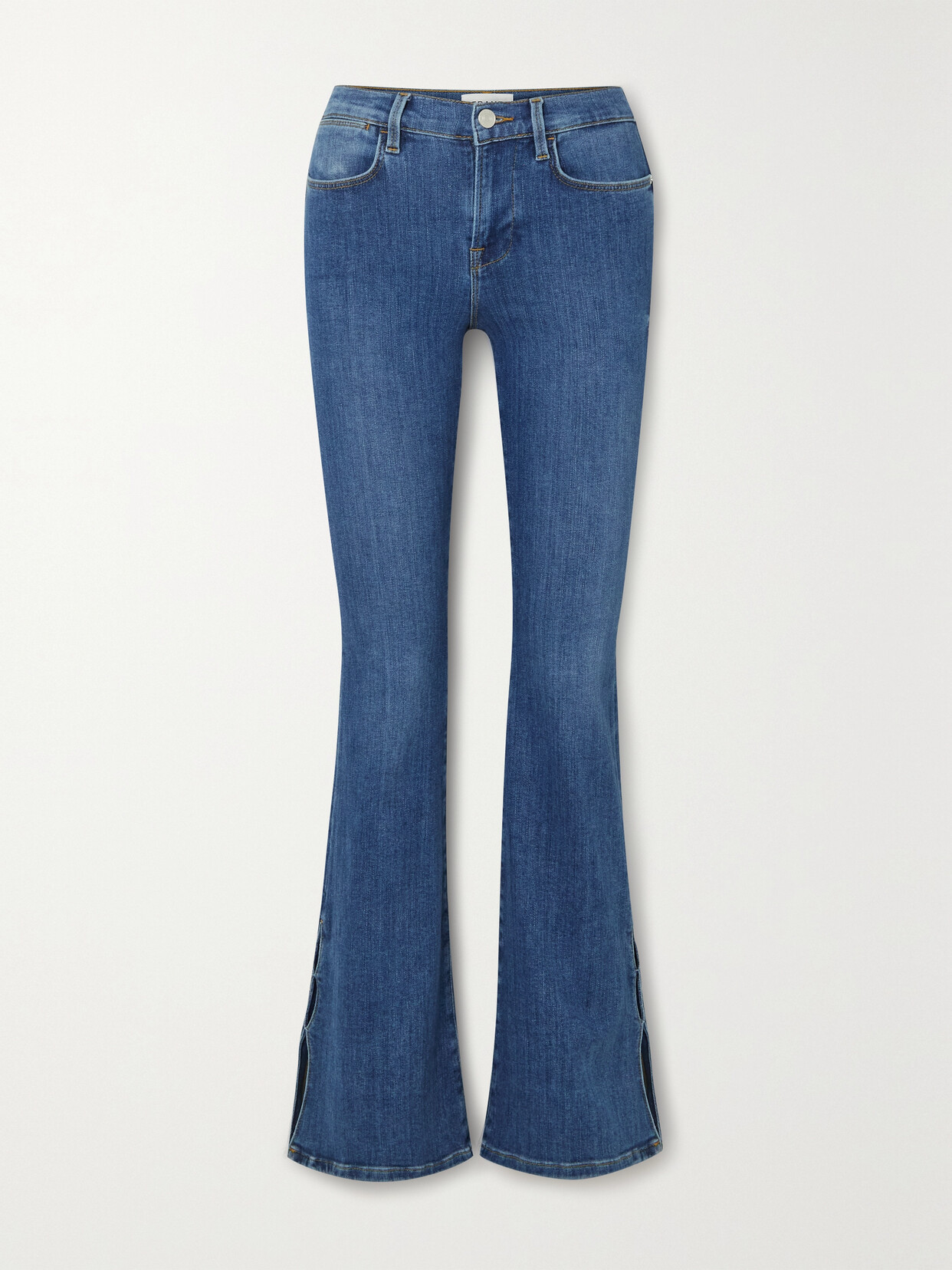 FRAME - Le High Flare Cutout High-rise Jeans - Blue