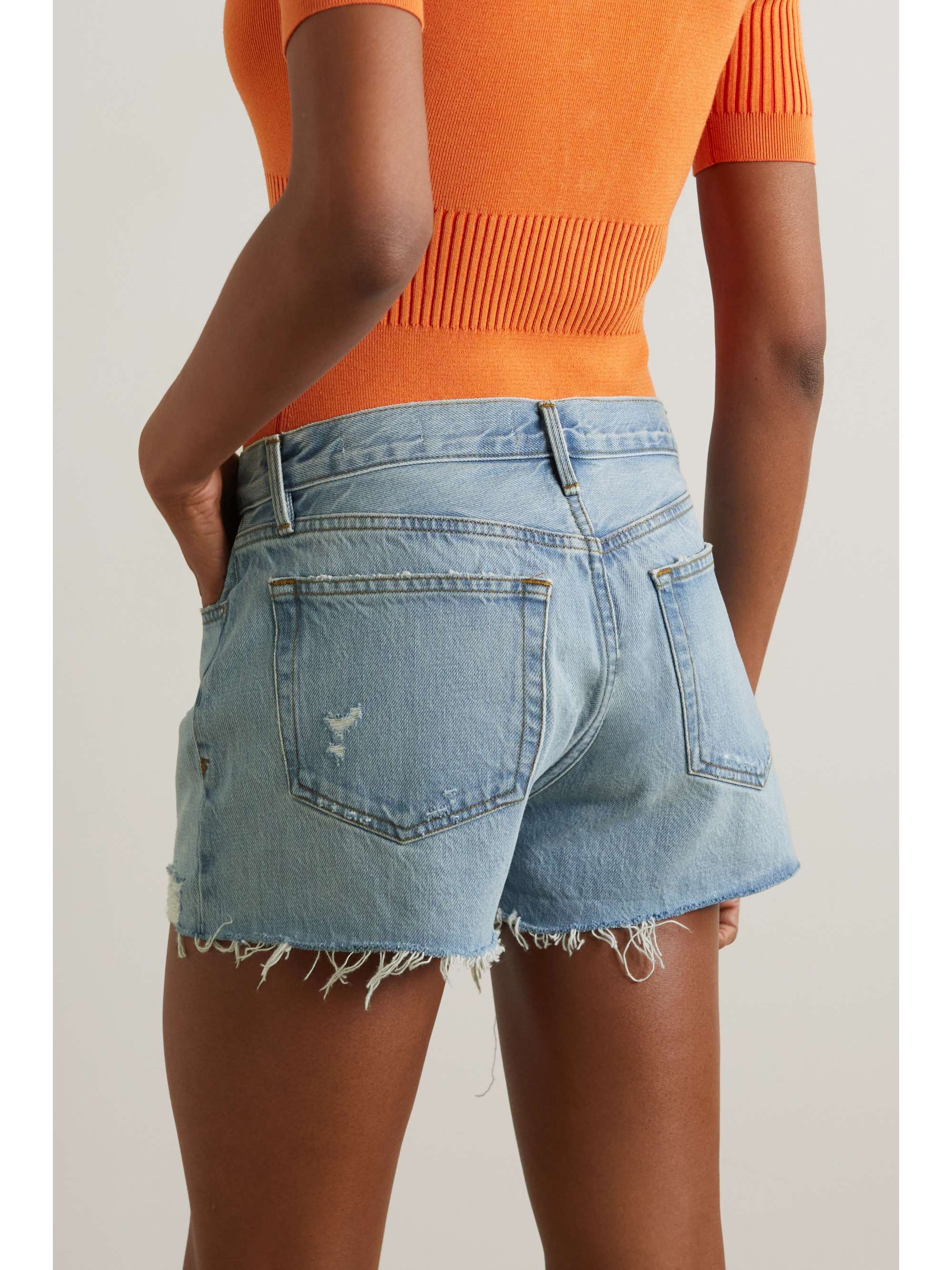 FRAME Le Brigette distressed denim shorts
