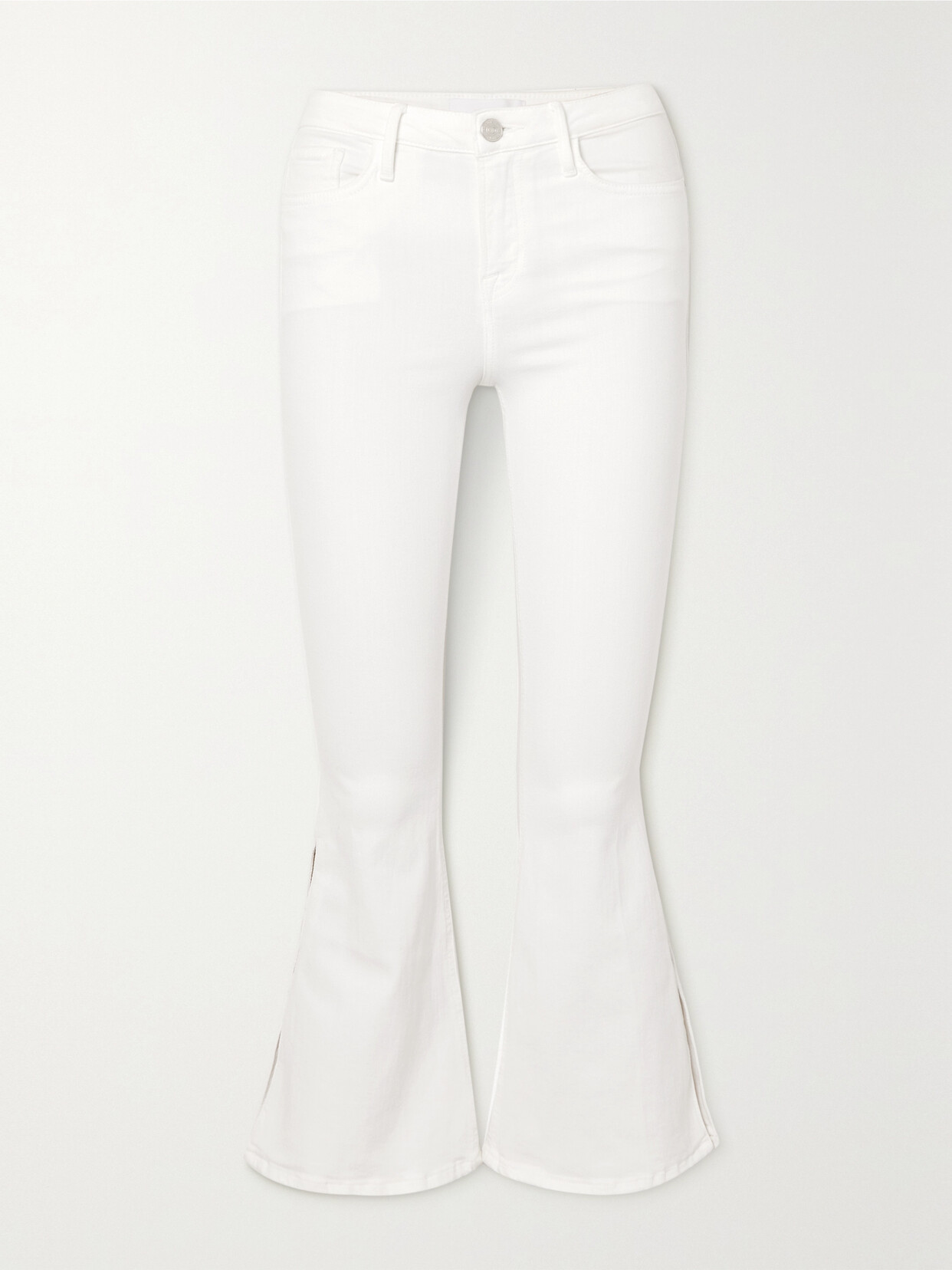 FRAME Le Crop Cutout High-rise Flared Jeans - White