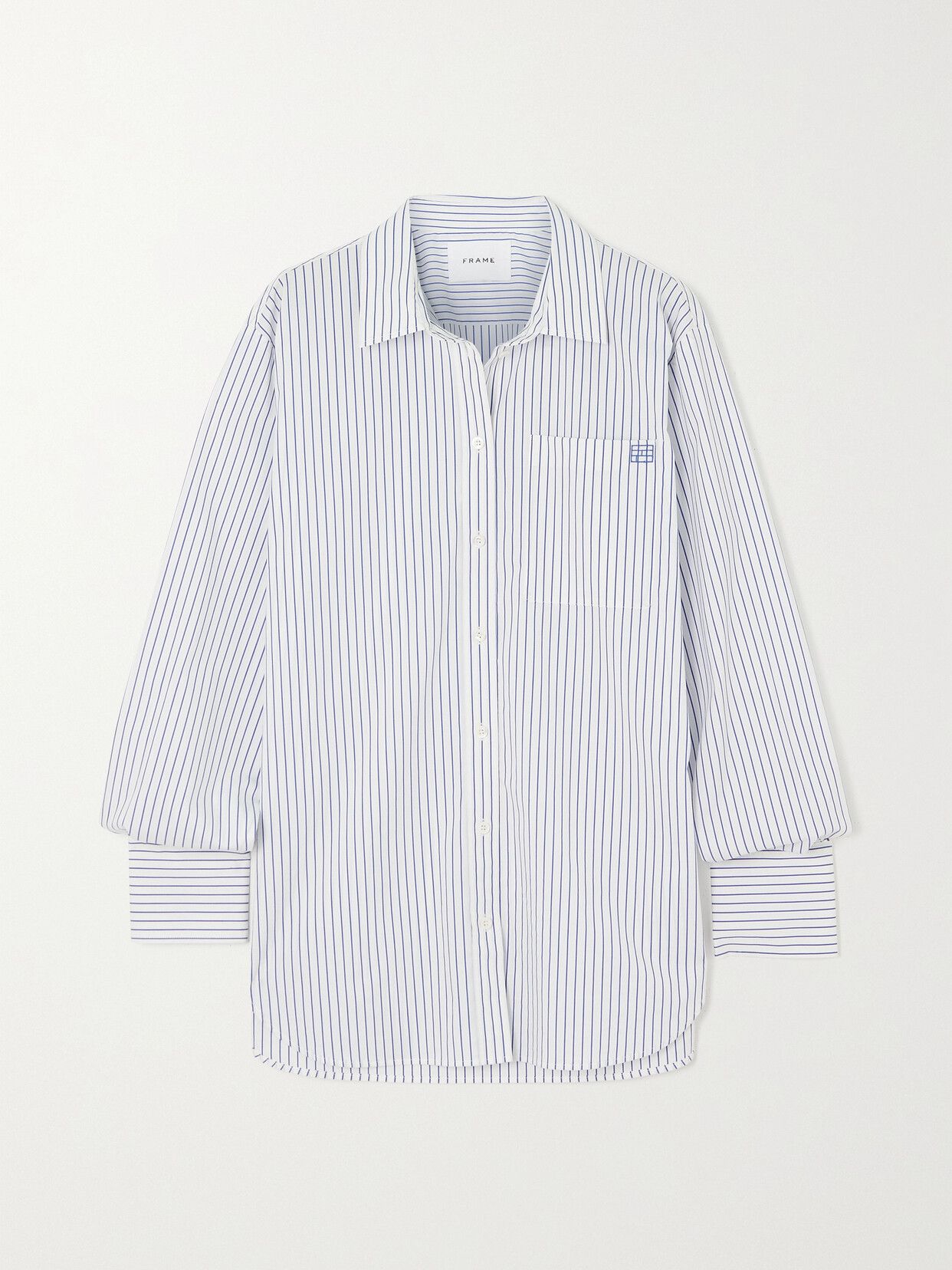 FRAME THE OVERSIZED STRIPED COTTON-BLEND POPLIN SHIRT