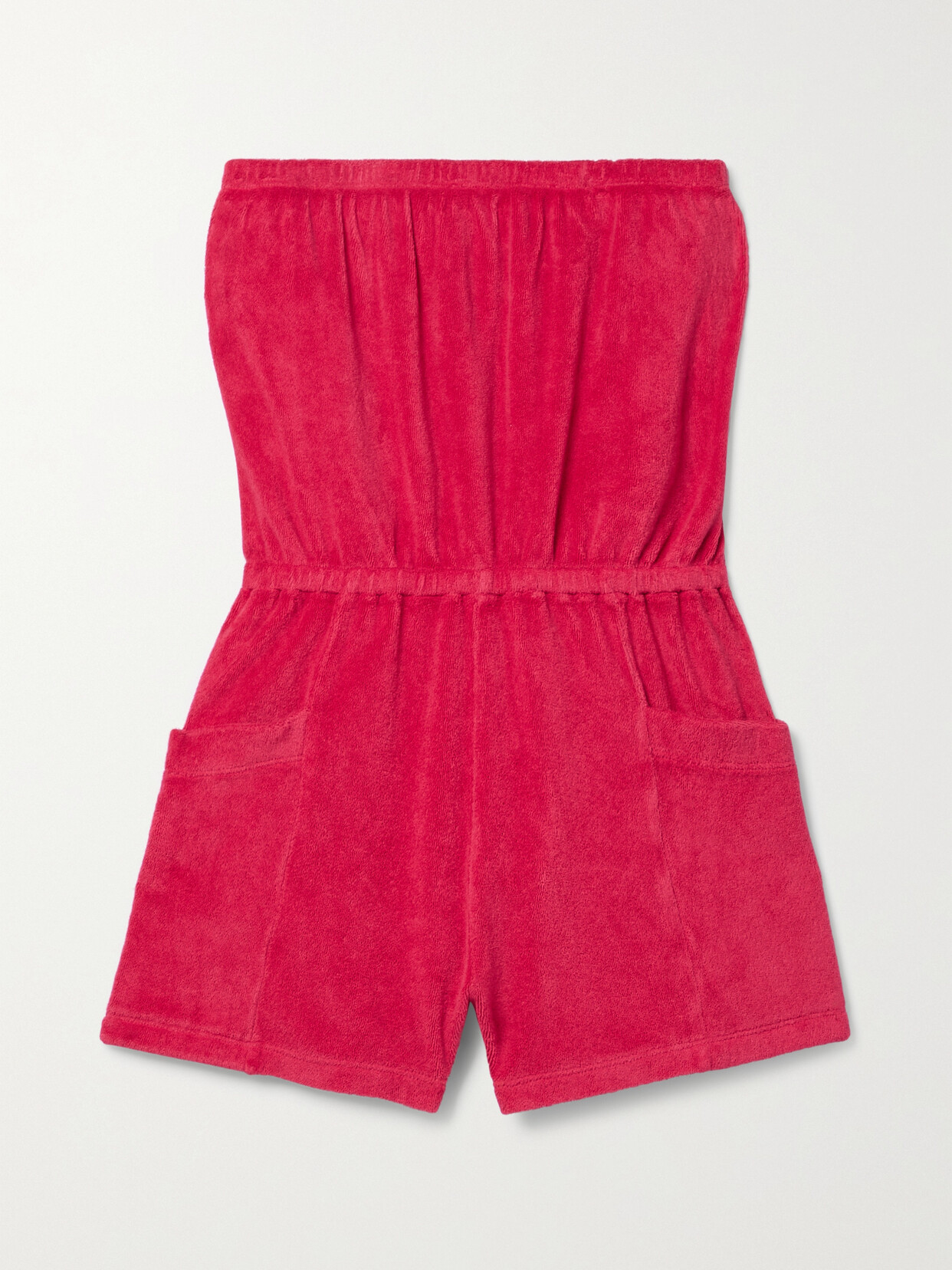 Suzie Kondi - Rahni Strapless Cotton-blend Terry Playsuit - Red