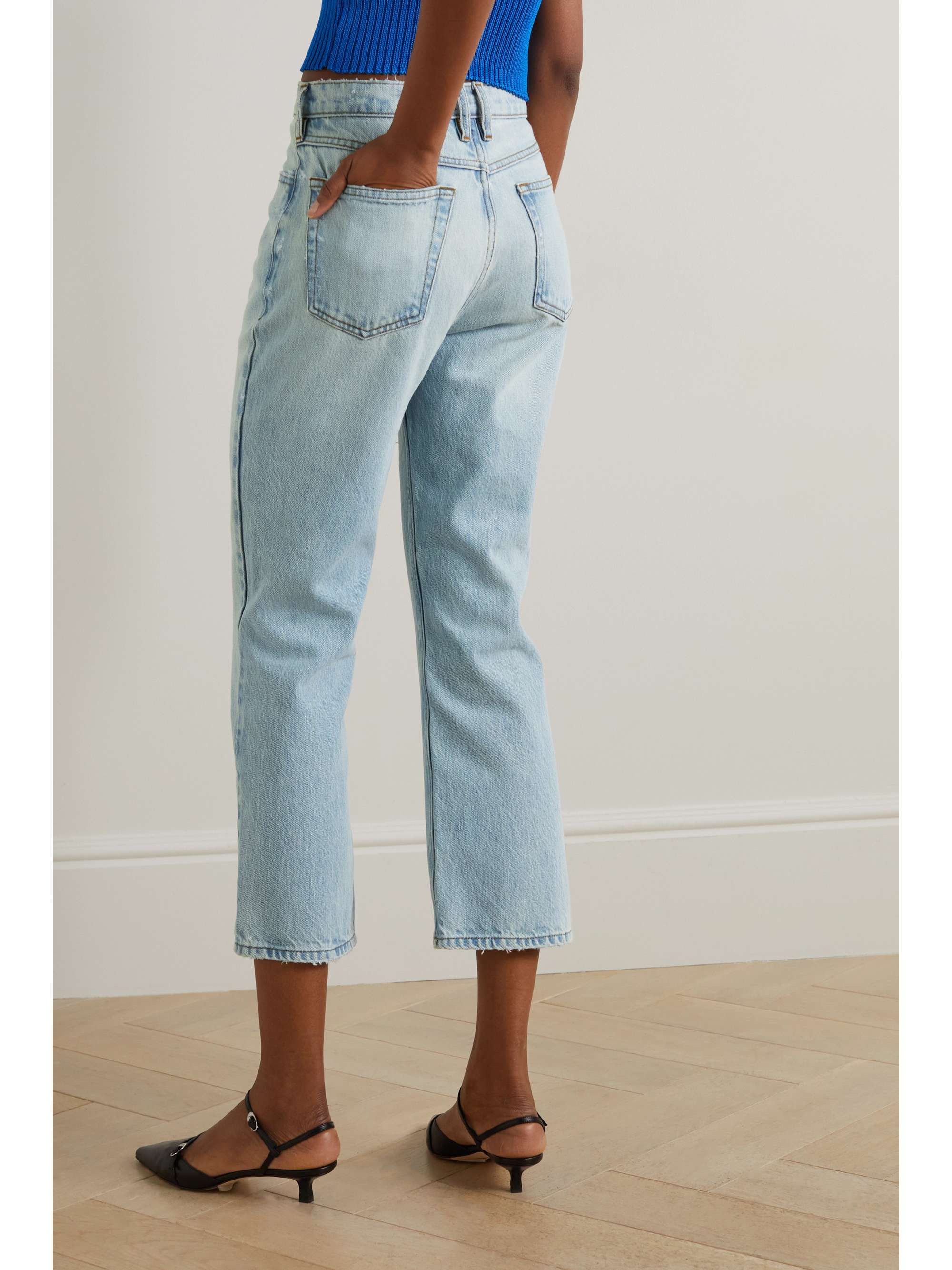 FRAME Le High 'N' Tight cropped distressed high-rise bootcut jeans