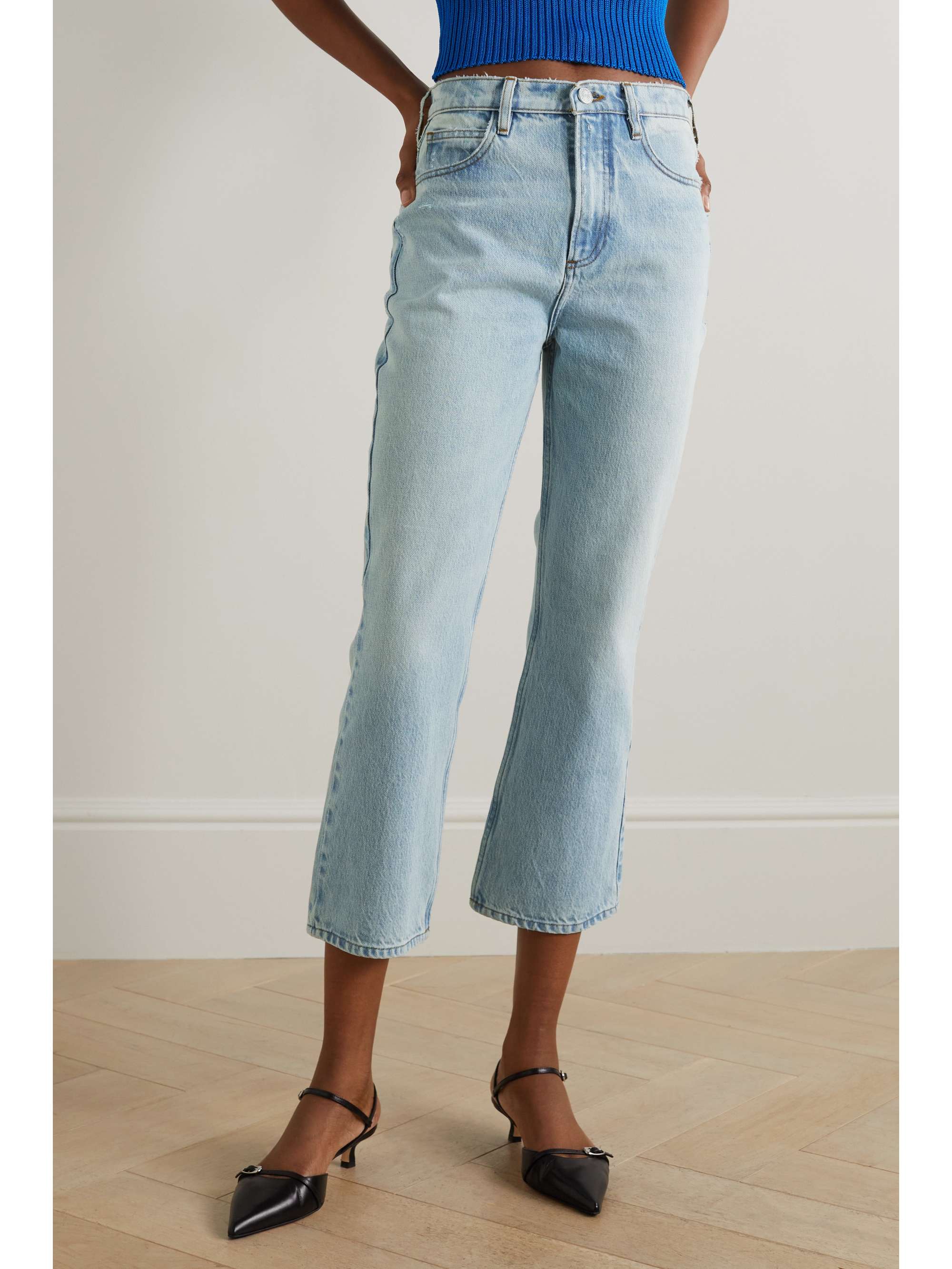 FRAME Le High 'N' Tight cropped distressed high-rise bootcut jeans