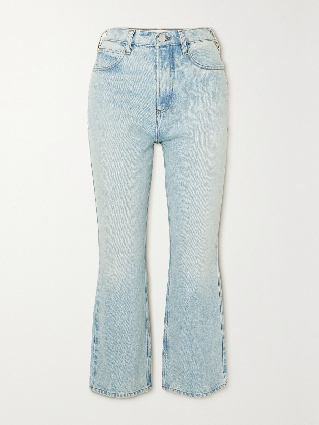 FRAME LE HIGH 'N' TIGHT CROPPED DISTRESSED HIGH-RISE BOOTCUT JEANS