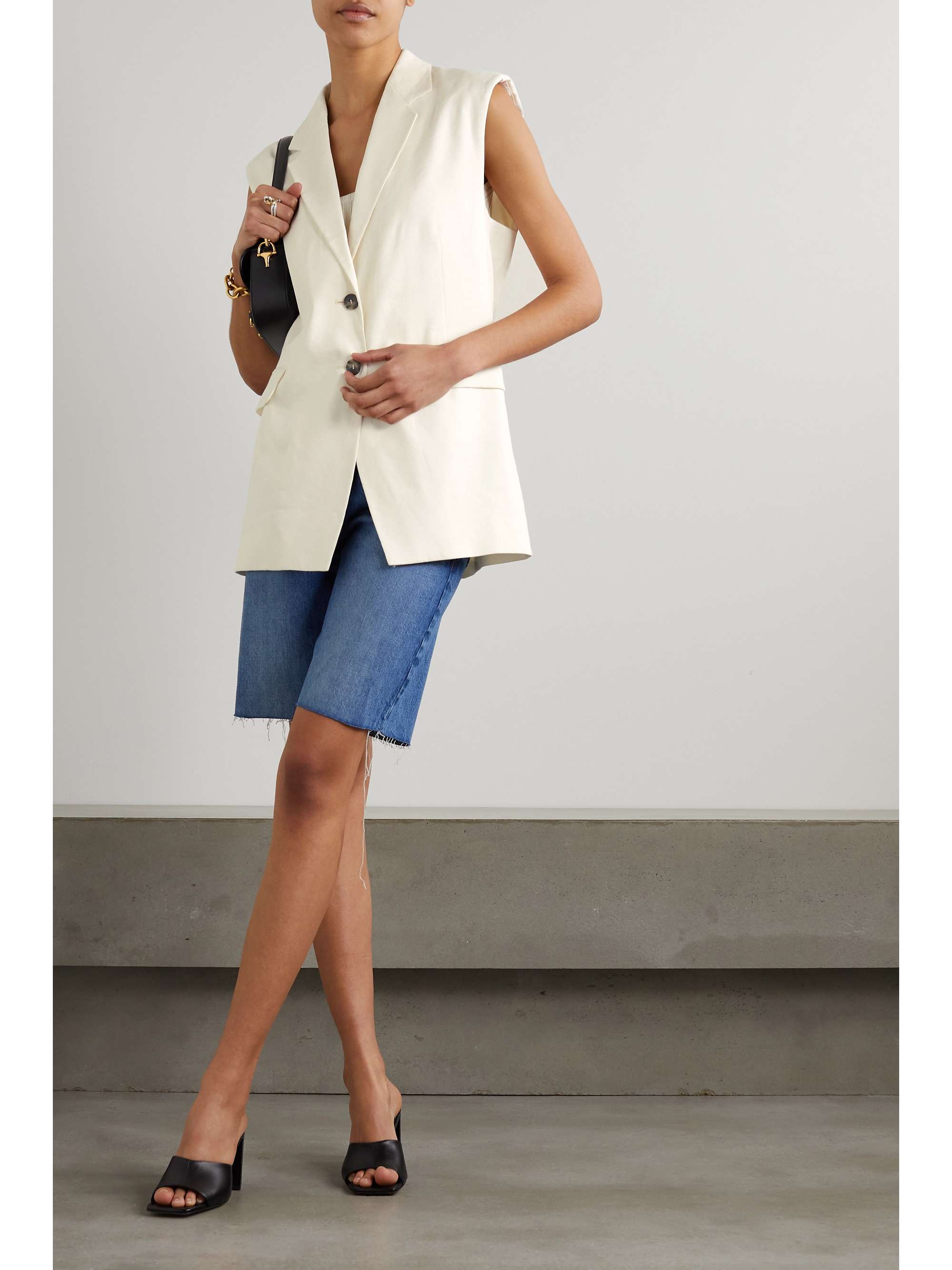 FRAME Oversized linen-blend vest