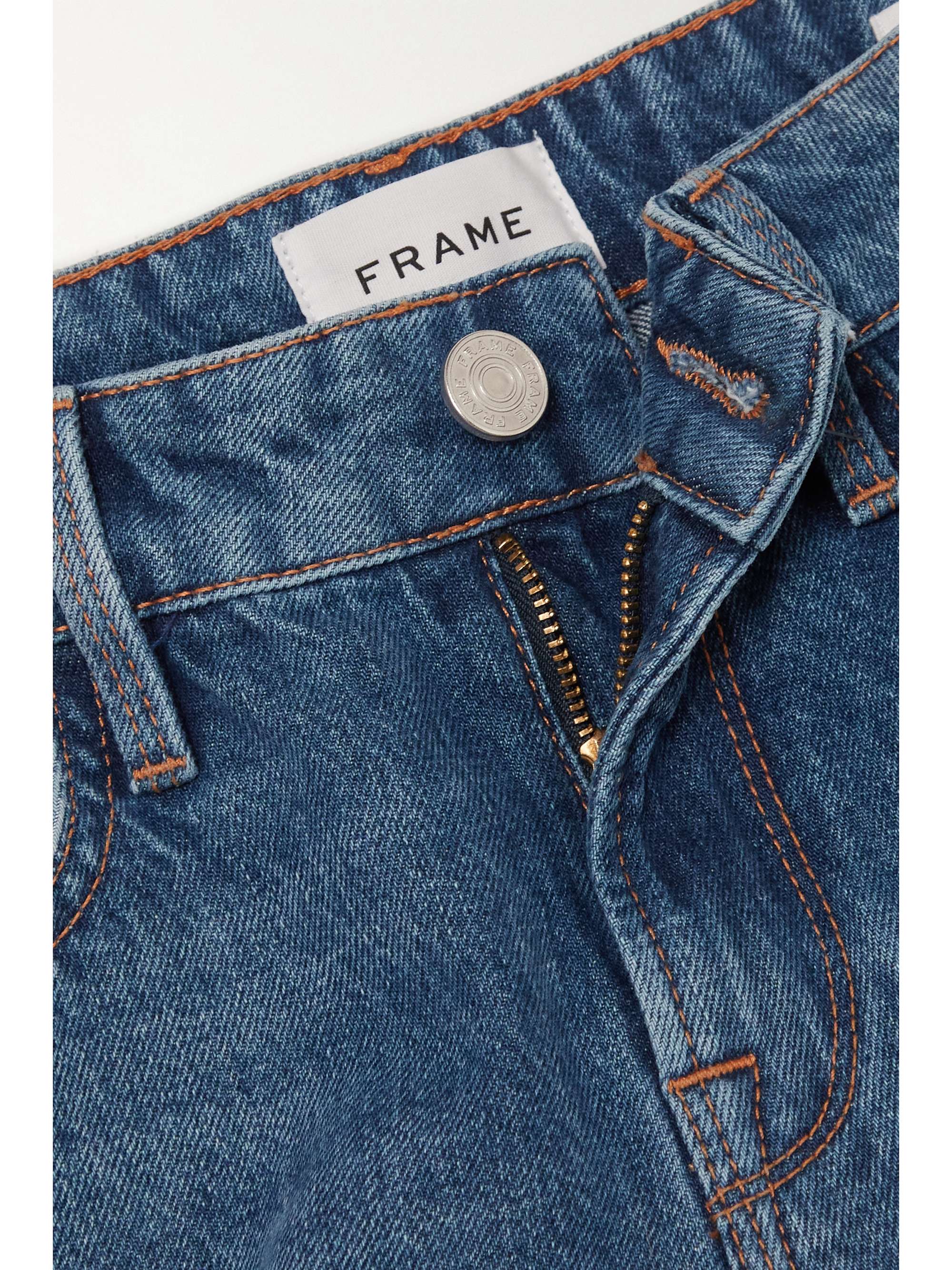 FRAME Le Grand Garcon frayed denim shorts