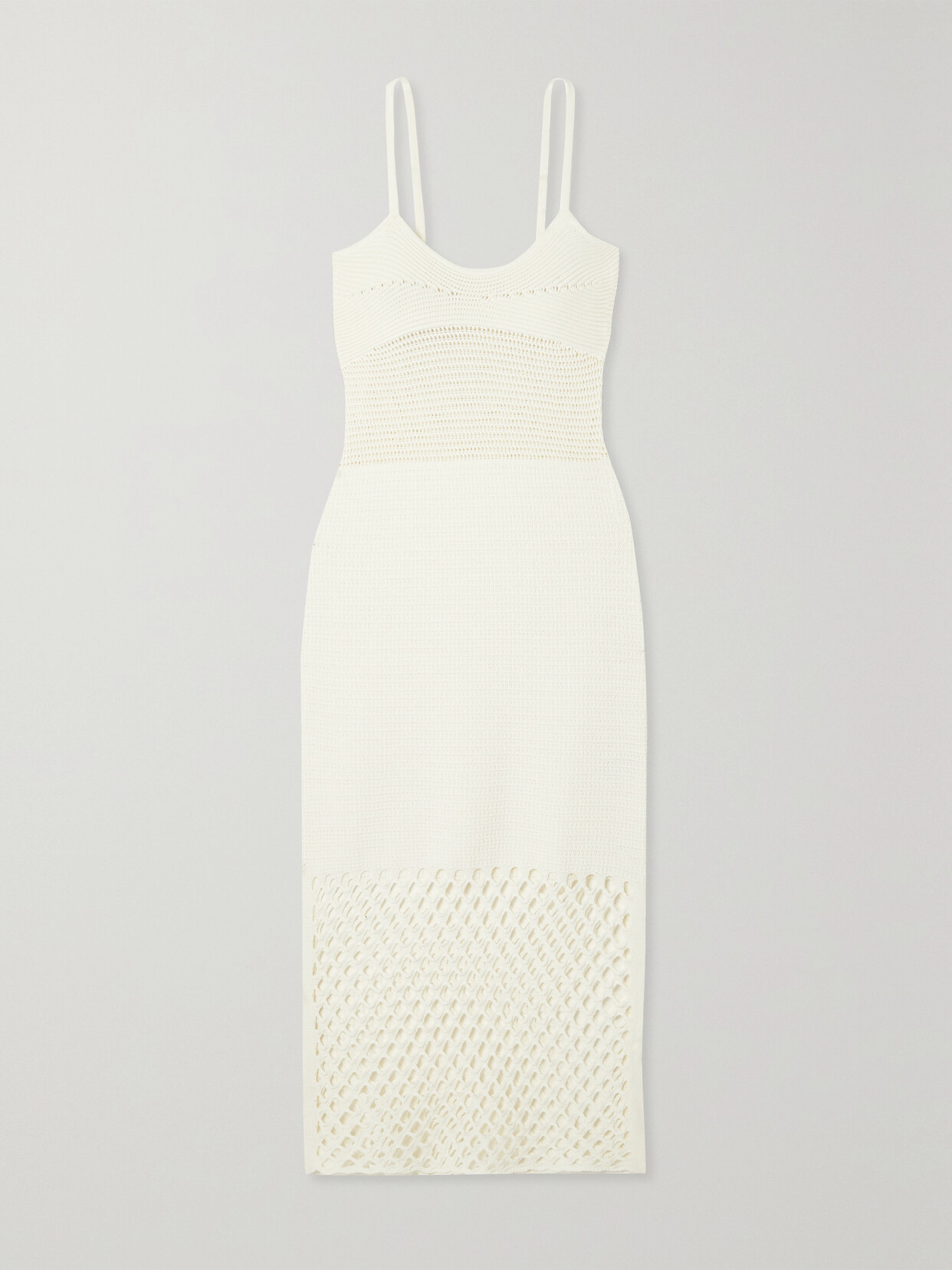 Frame Crochetknit Midi Dress In Off White ModeSens