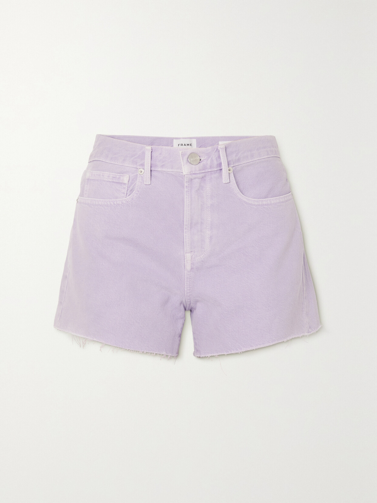 FRAME - Le Brigette Frayed Denim Shorts - Purple